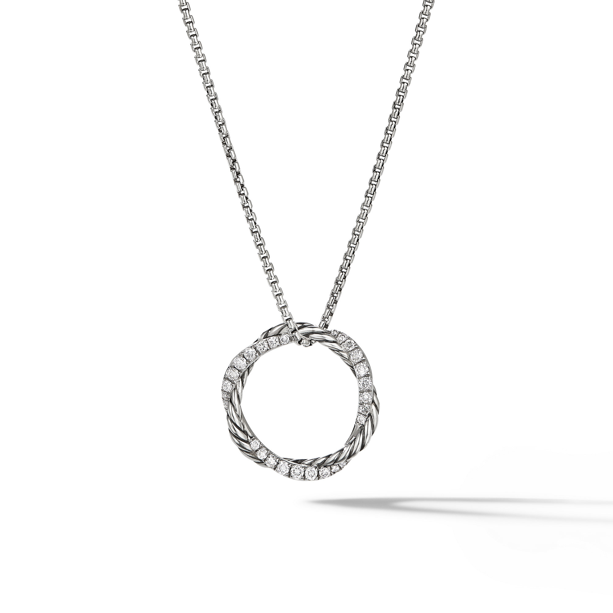 Petite Infinity Pendant Necklace in Sterling Silver with Pave Diamonds