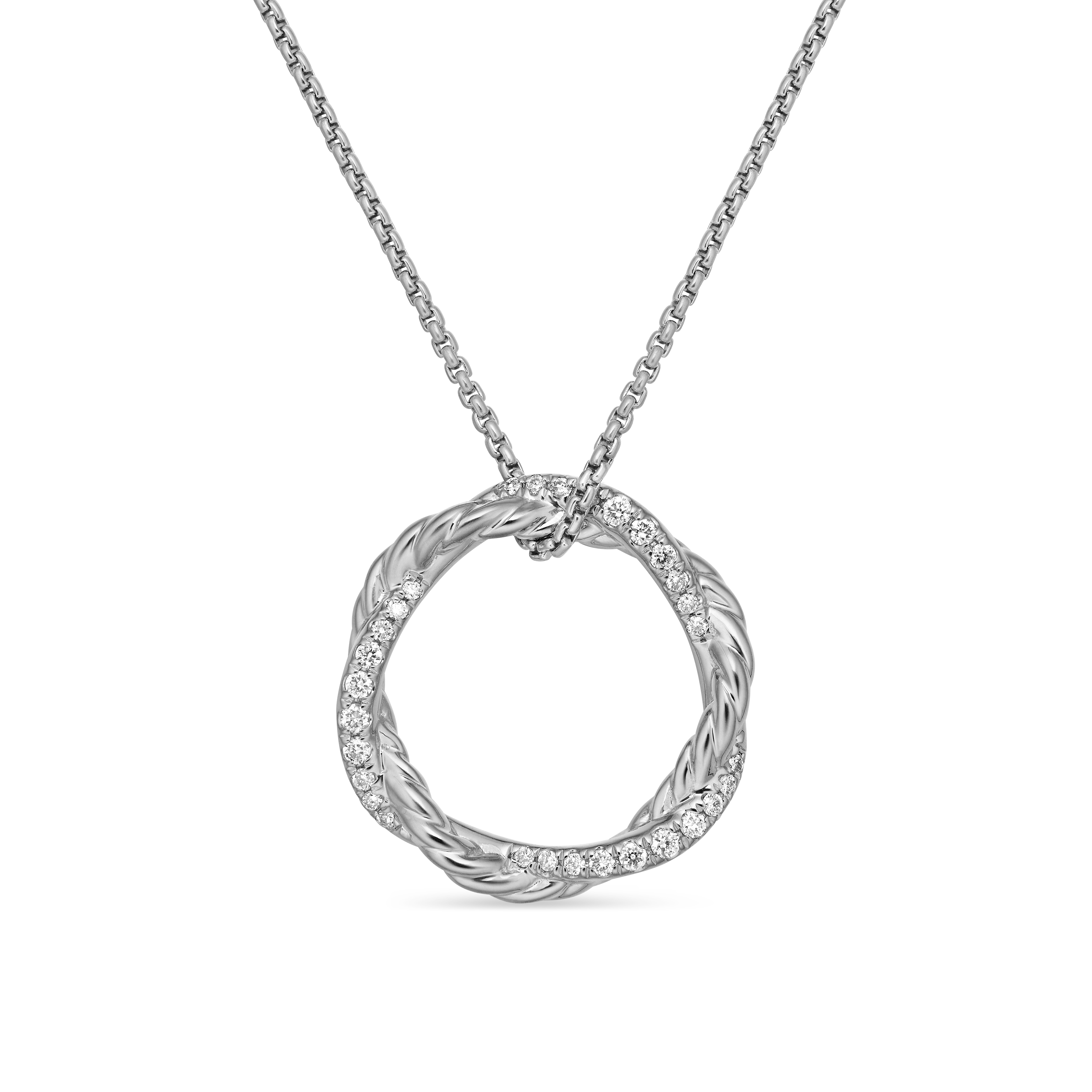 Petite Infinity Pendant Necklace in Sterling Silver with Diamonds, 18mm