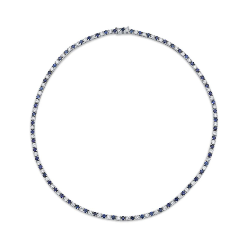 Alternating Diamond and Blue Sapphire Necklace