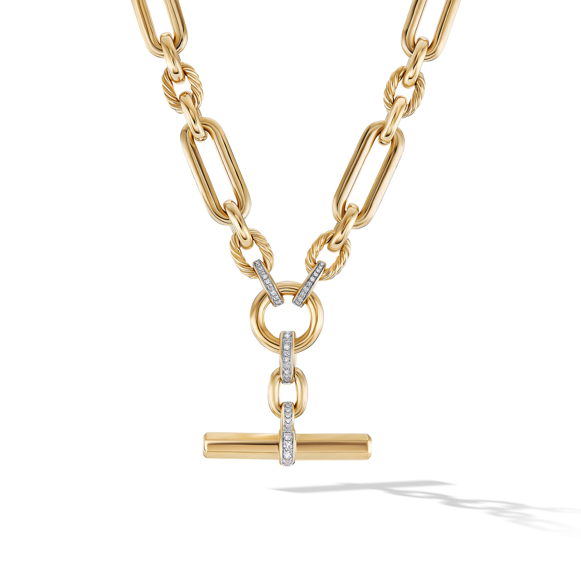 Lexington Chain Necklace in 18K Yellow Gold with Pave Diamonds