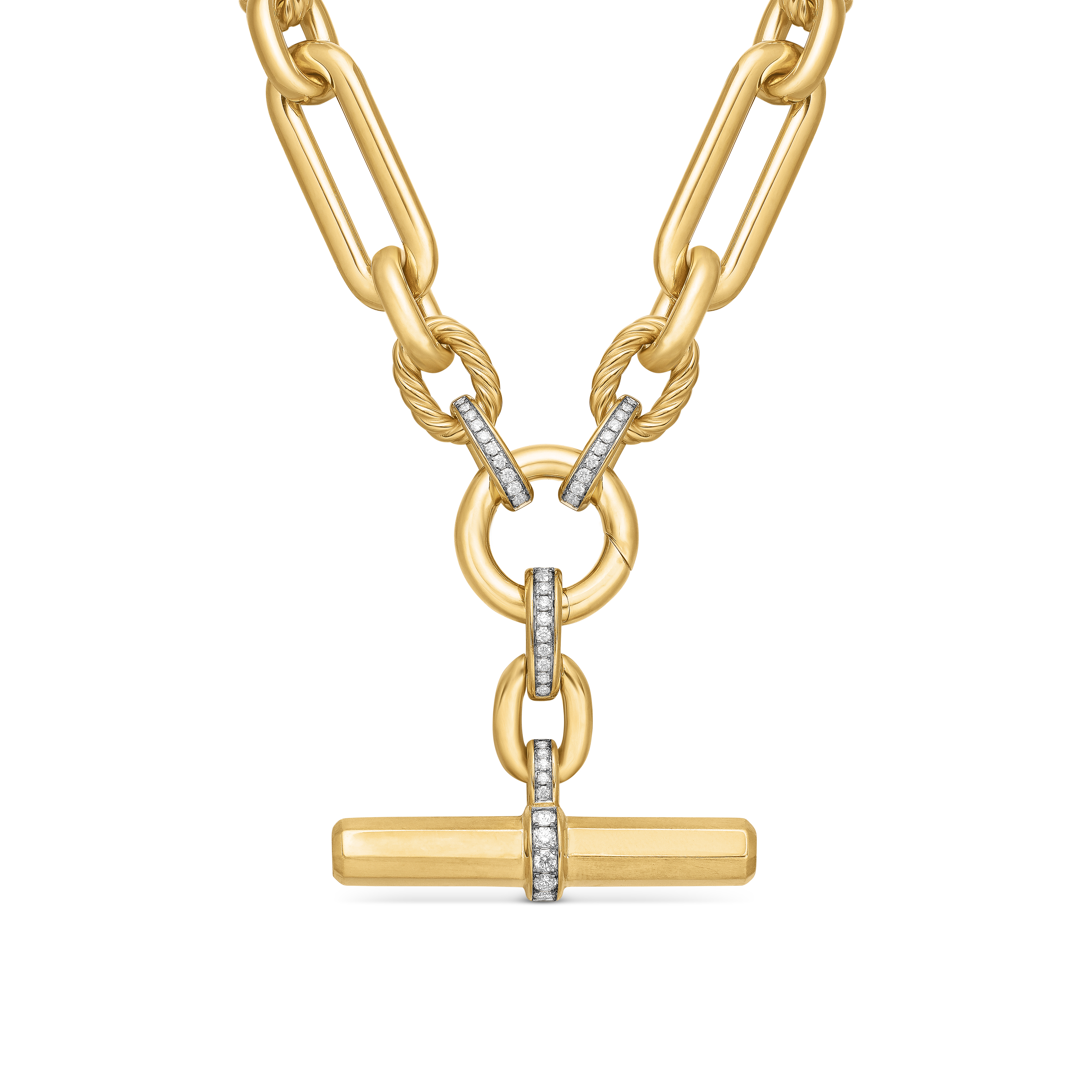 Lexington Chain Necklace in 18K Yellow Gold with Pave Diamonds