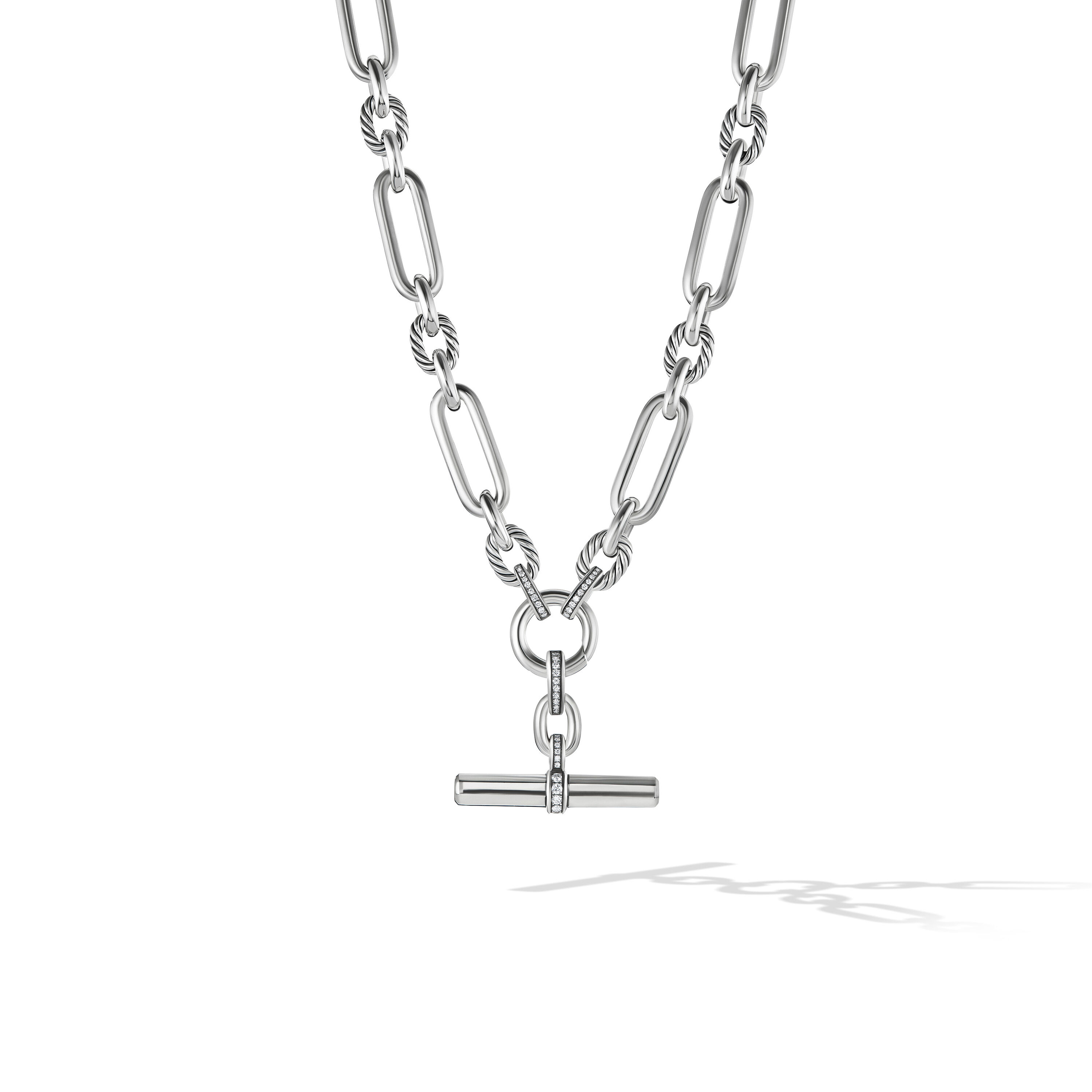 Lexington Chain Necklace in Sterling Silver with Pave Diamonds