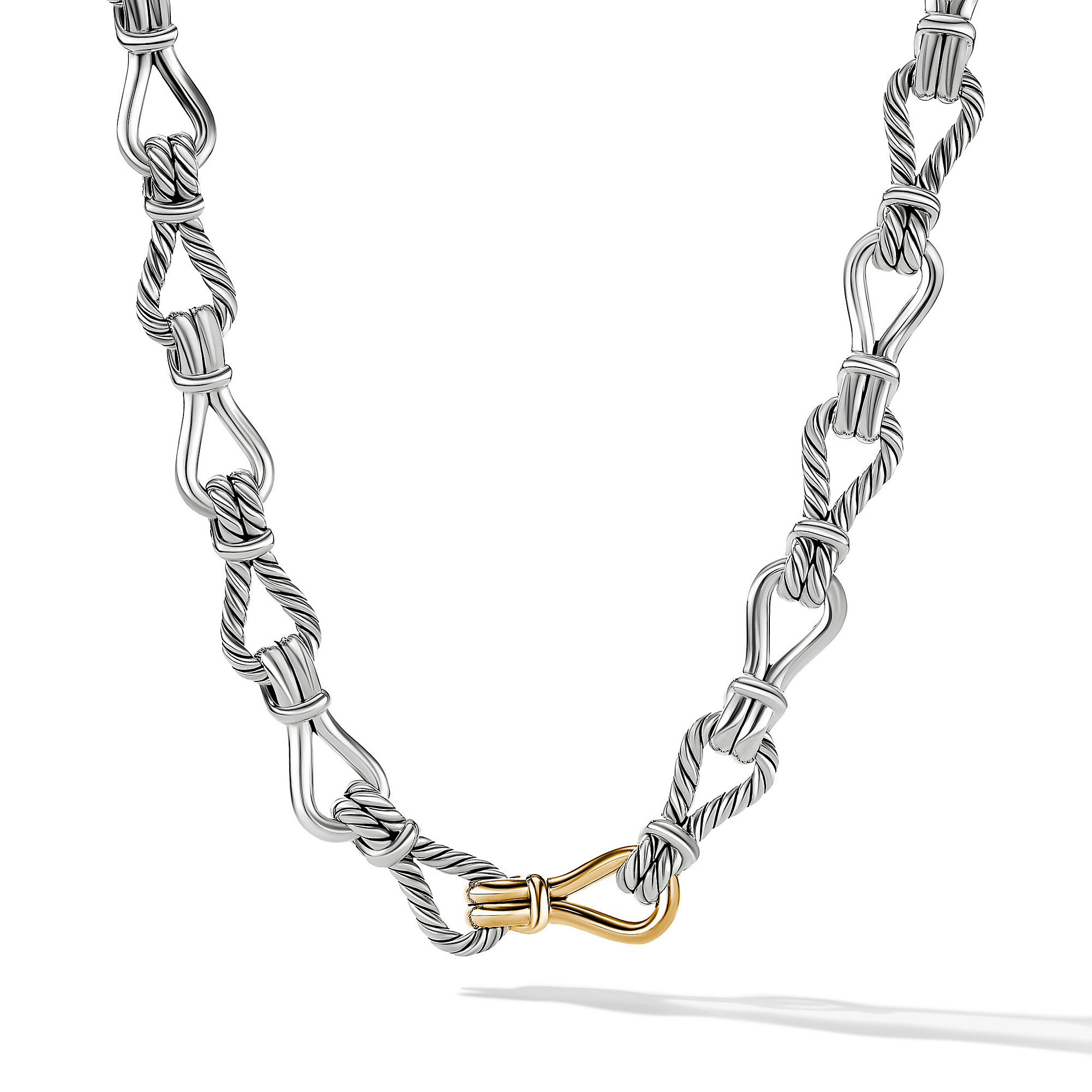 Thoroughbred Loop Chain Link Necklace in Sterling Silver with 18K Yellow Gold, 15mm