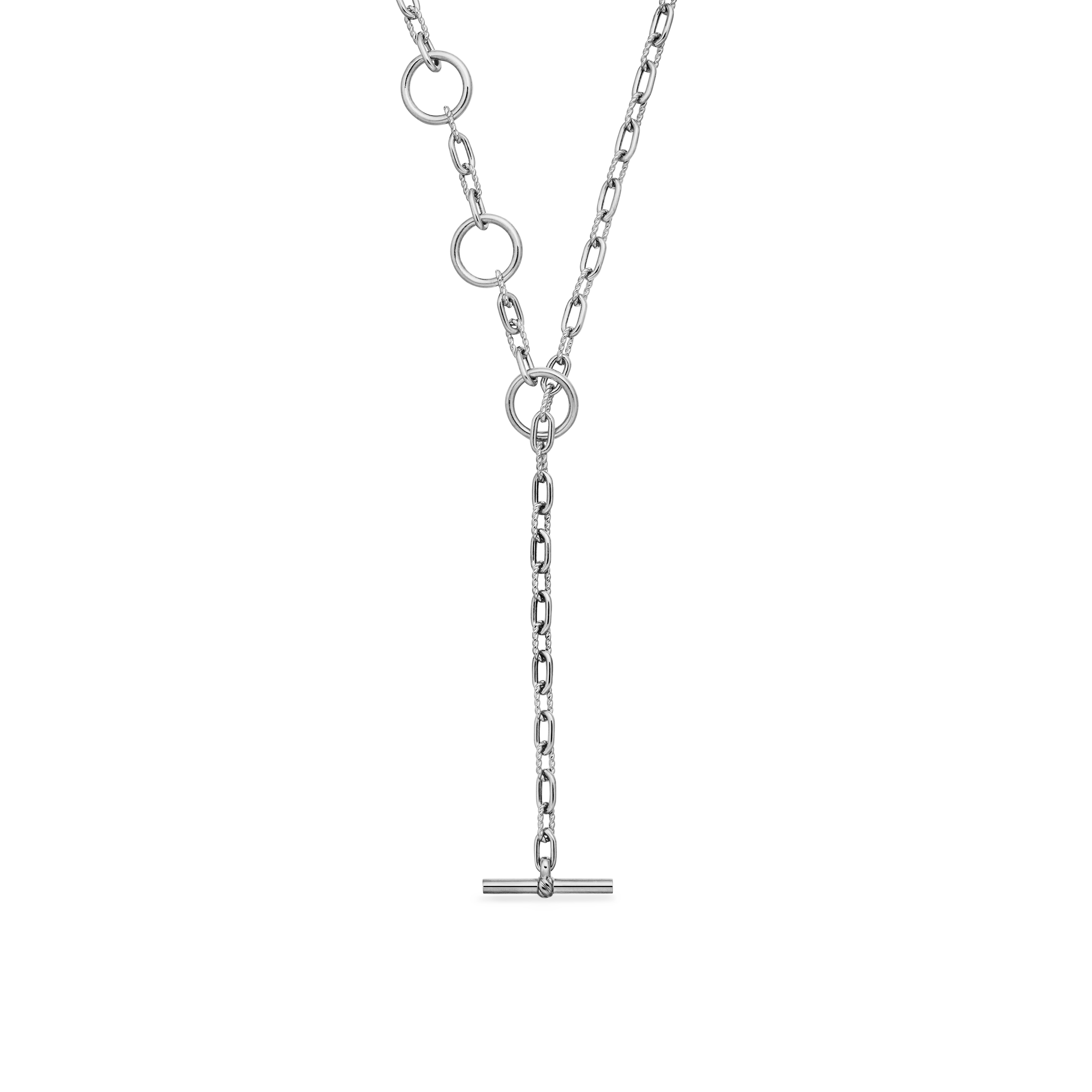 DY Madison® Three Ring Chain Necklace in Sterling Silver, 3mm
