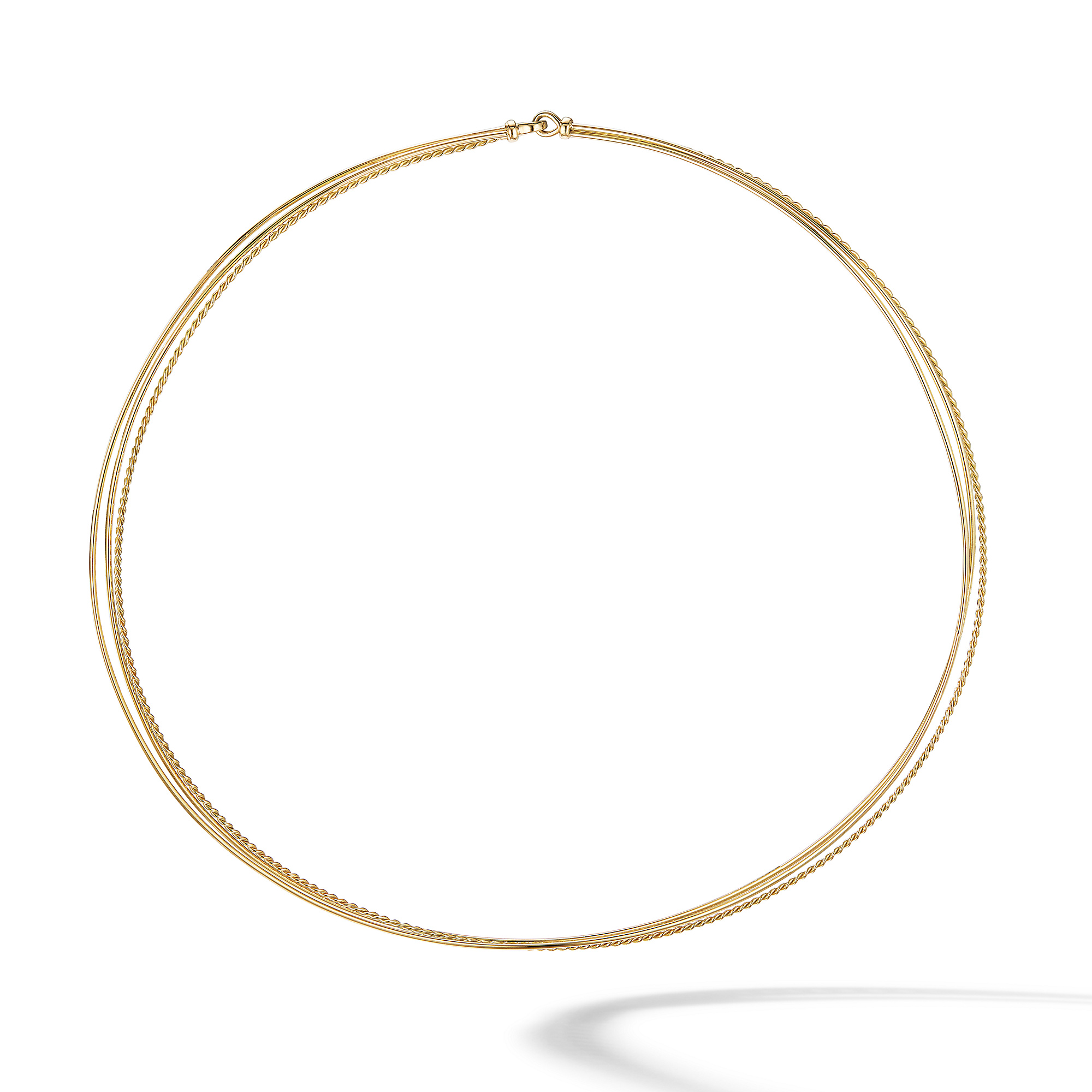 Three Row Hard Wire Necklace in 18K Yellow Gold