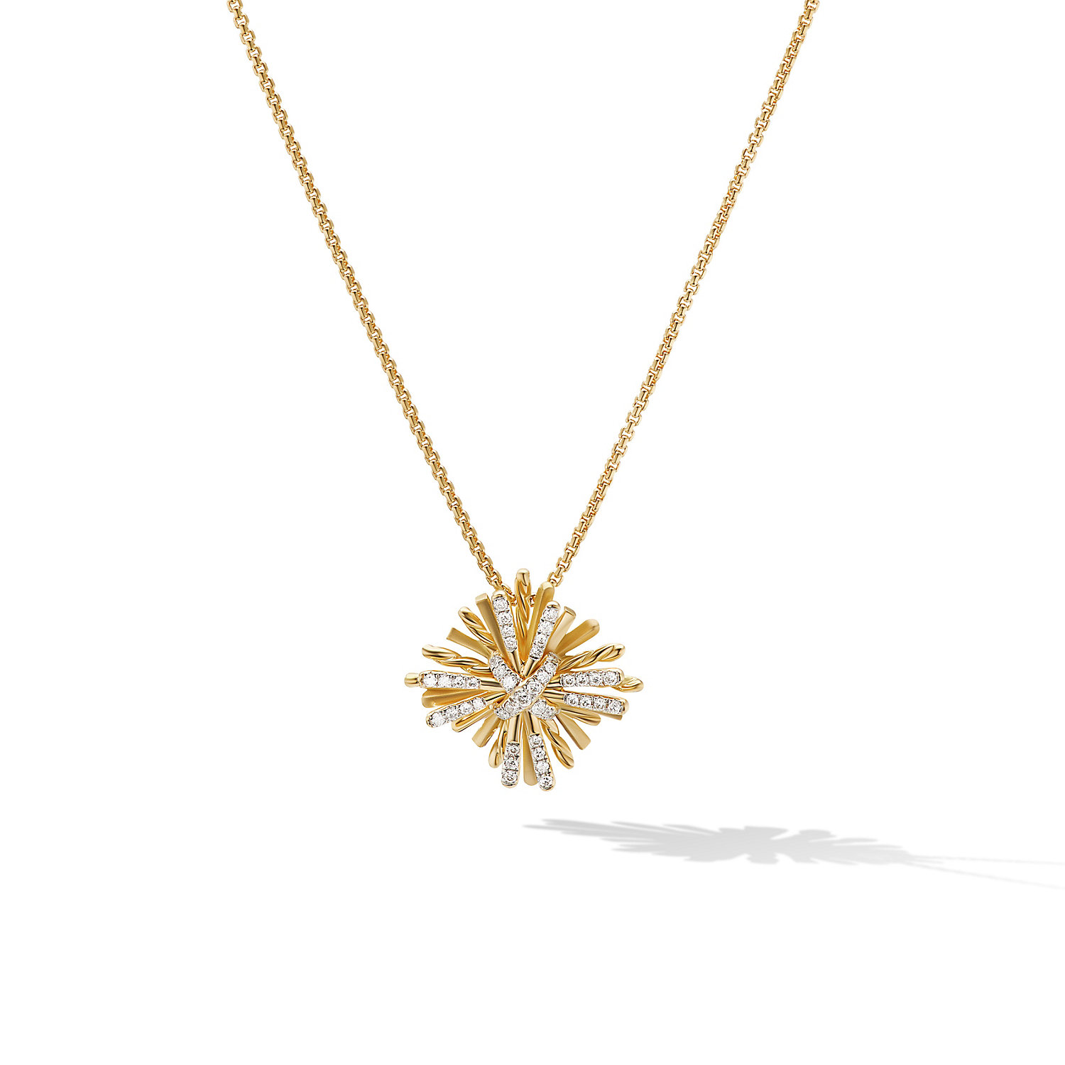 Angelika™ Four Point Pendant Necklace in 18K Yellow Gold with Diamonds, 17mm