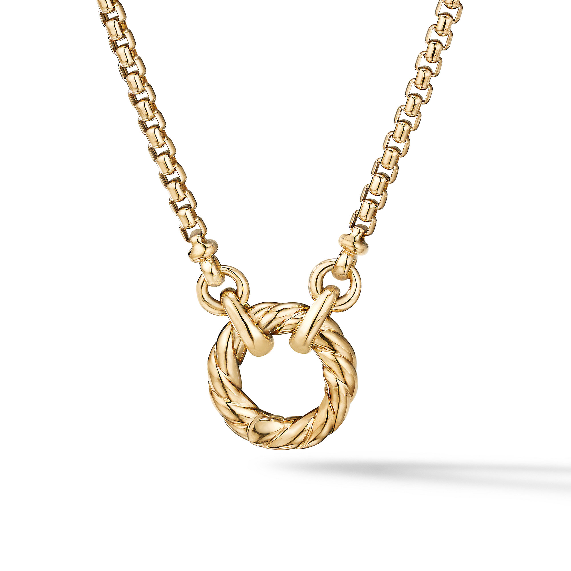 Cable Amulet Vehicle Box Chain Necklace in 18K Yellow Gold, 2.7mm