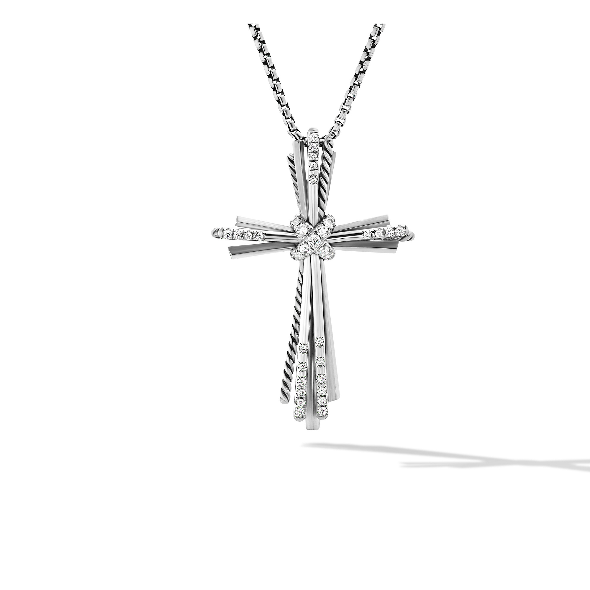 Angelika™ Cross Necklace in Sterling Silver with Diamonds, 39mm