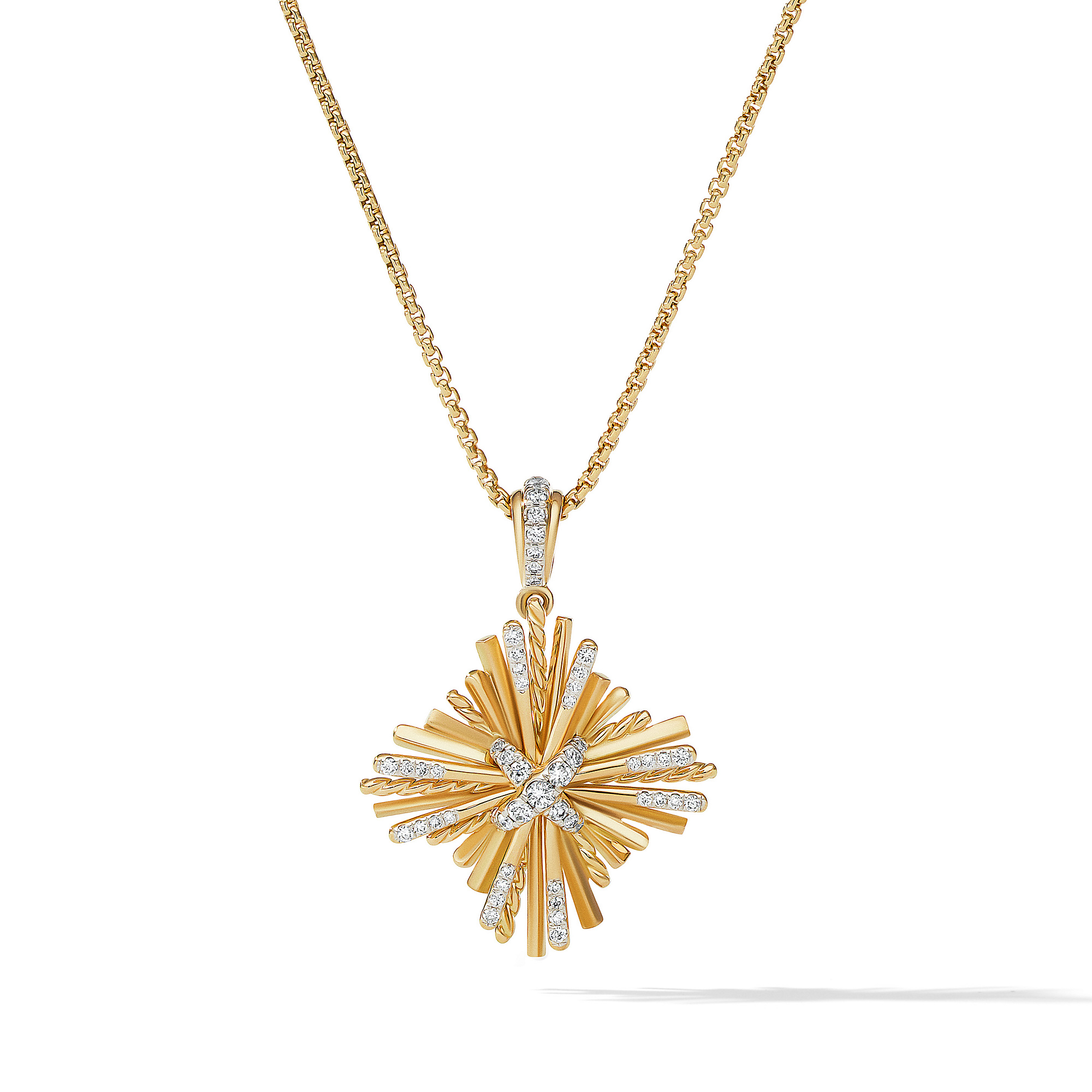 Angelika™ Four Point Pendant Necklace in 18K Yellow Gold with Diamonds, 24mm