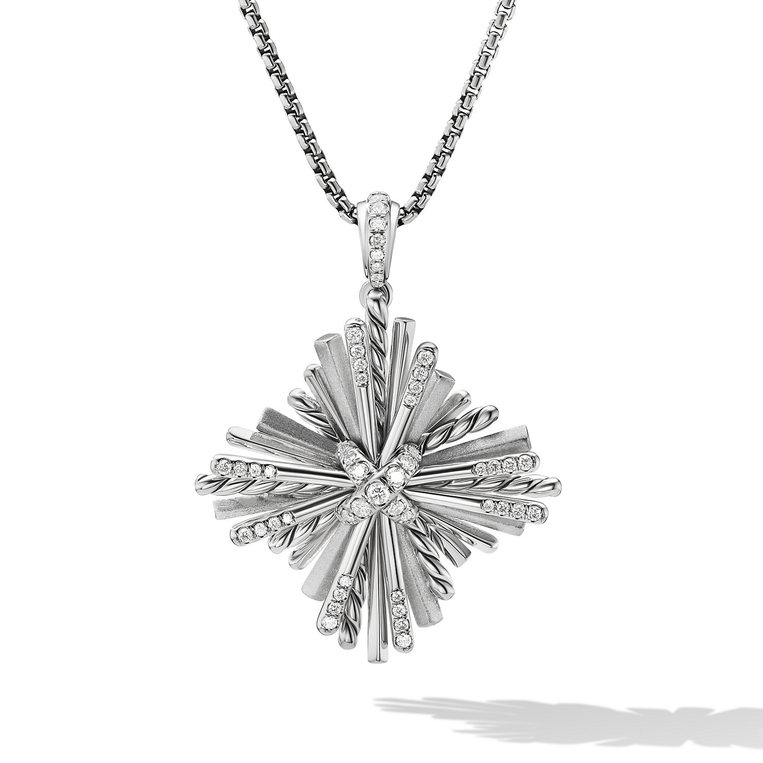 Angelika™ Four Point Pendant Necklace in Sterling Silver with Pave Diamonds