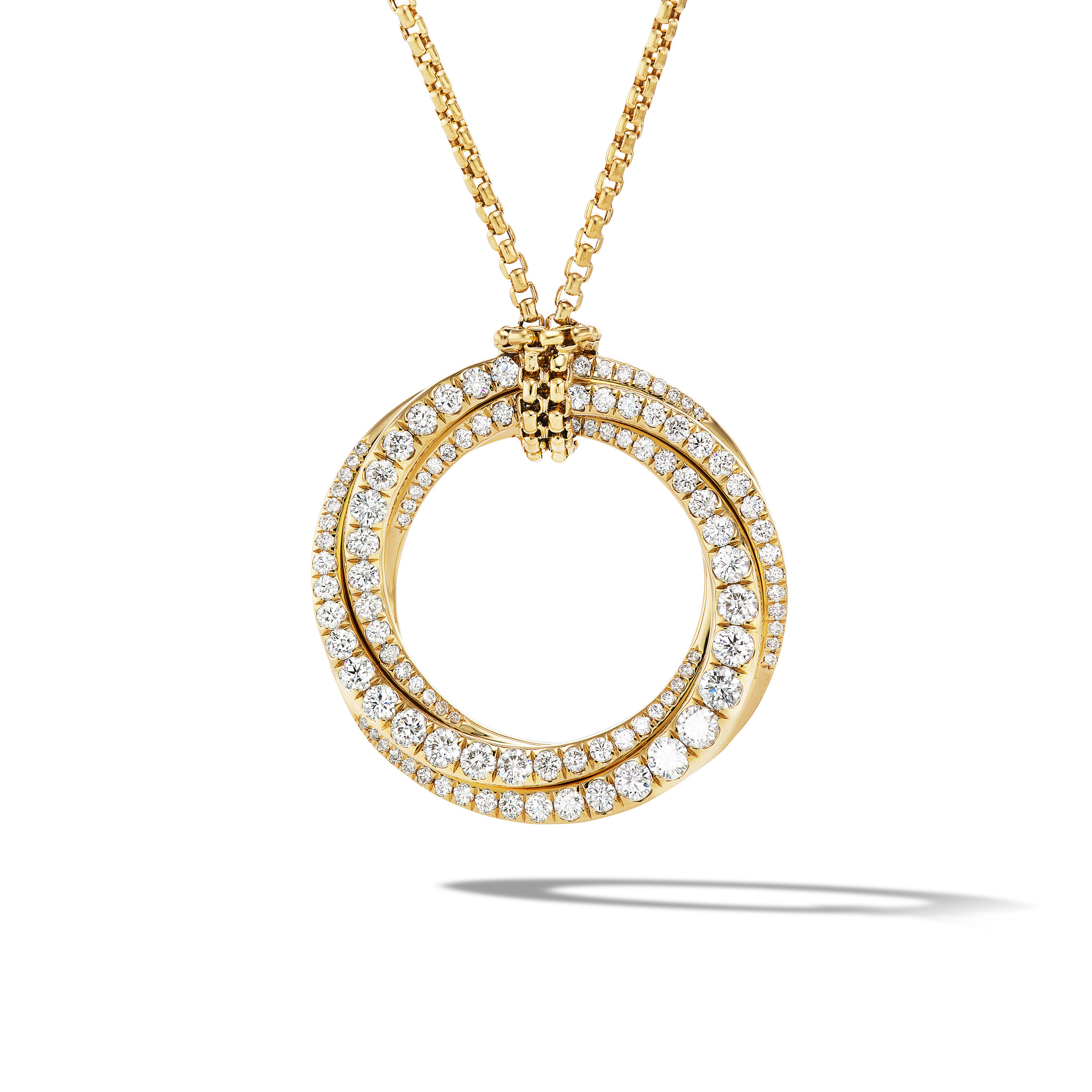 Pavé Crossover Pendant Necklace in 18K Yellow Gold with Diamonds, 21mm