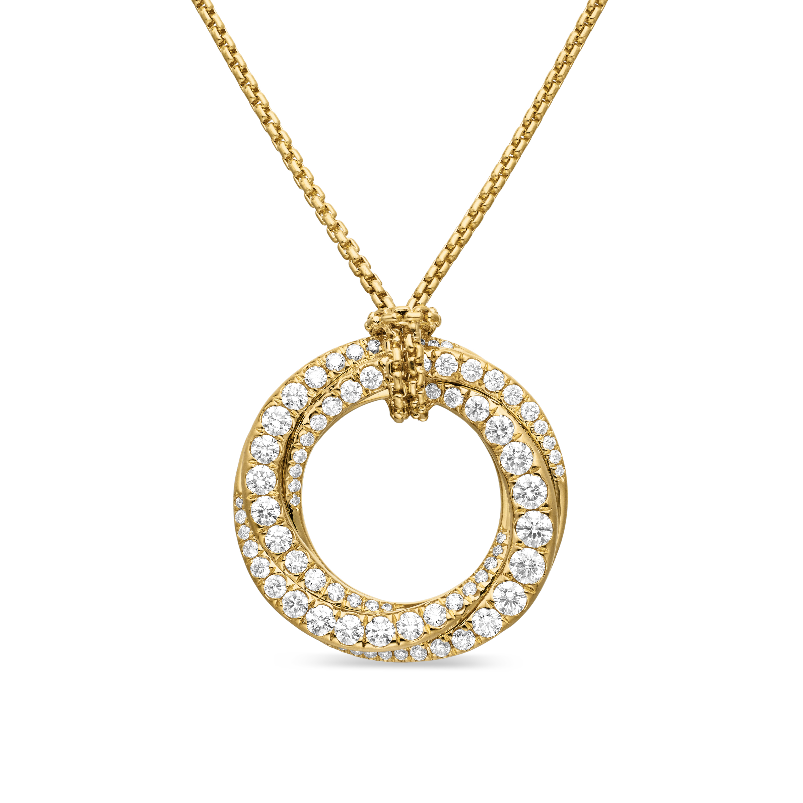 Pavé Crossover Pendant Necklace in 18K Yellow Gold with Diamonds, 21mm