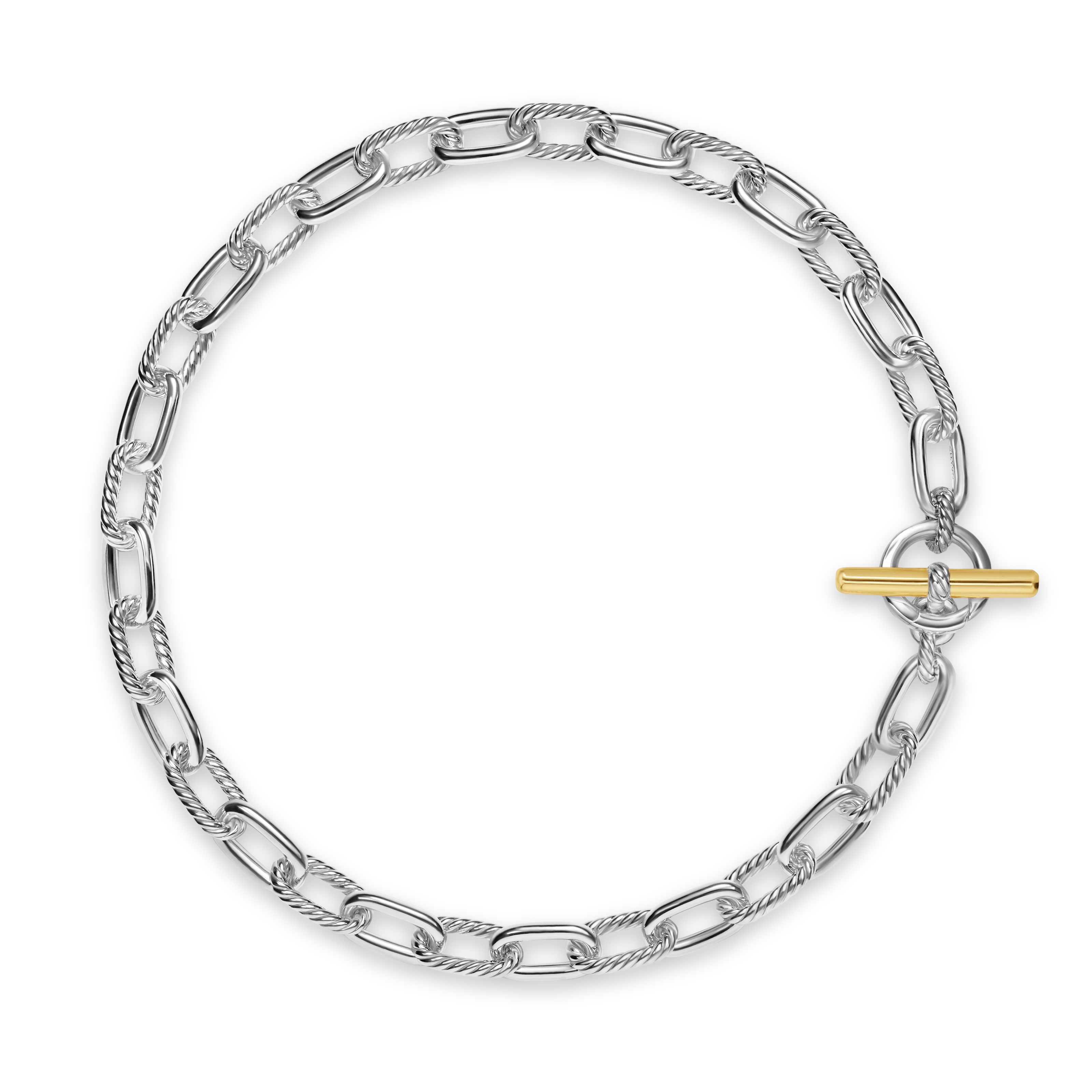 DY Madison® Toggle Chain Necklace in Sterling Silver with 18K Yellow Gold, 11mm
