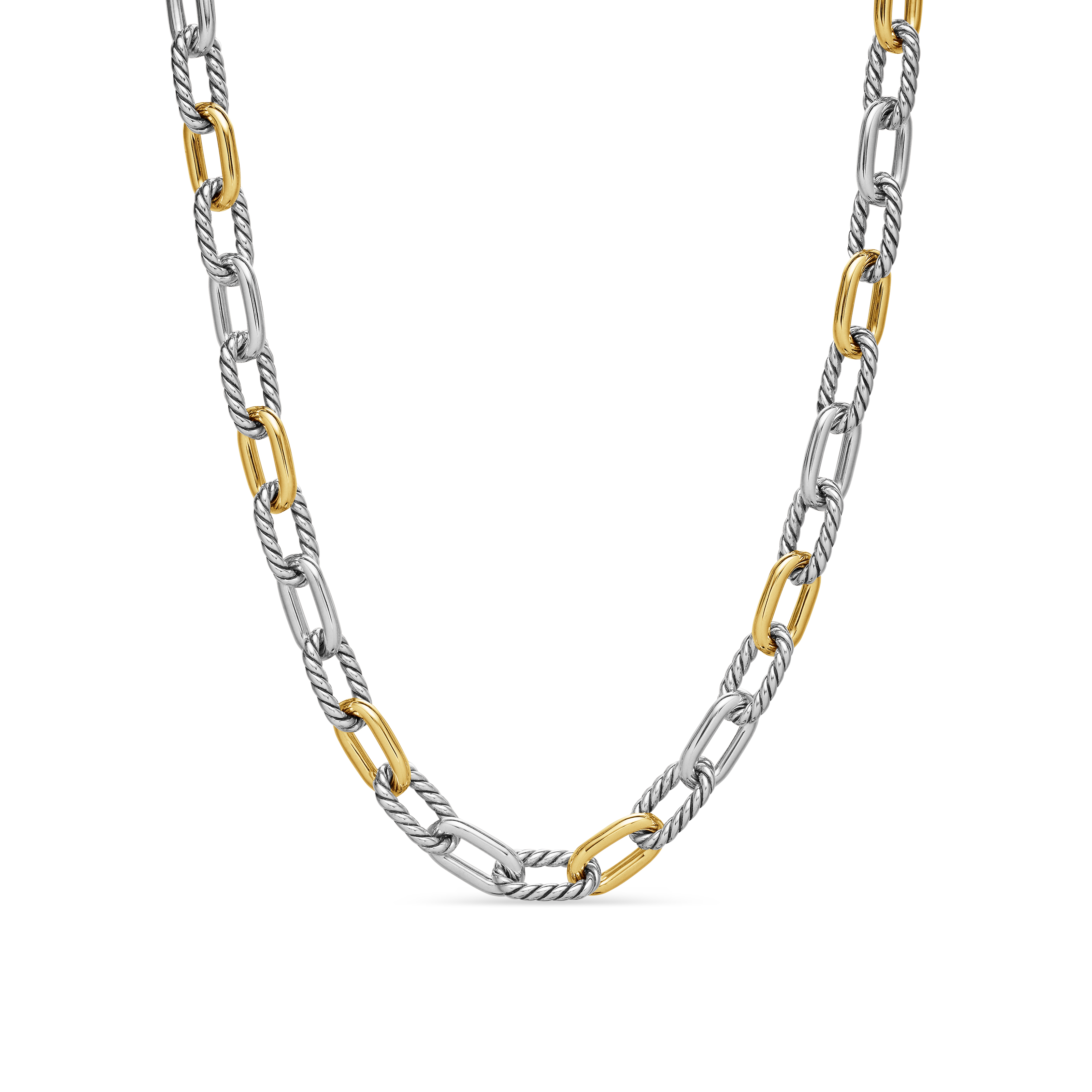 DY Madison® Chain Necklace in Sterling Silver with 18K Yellow Gold, 8.5mm