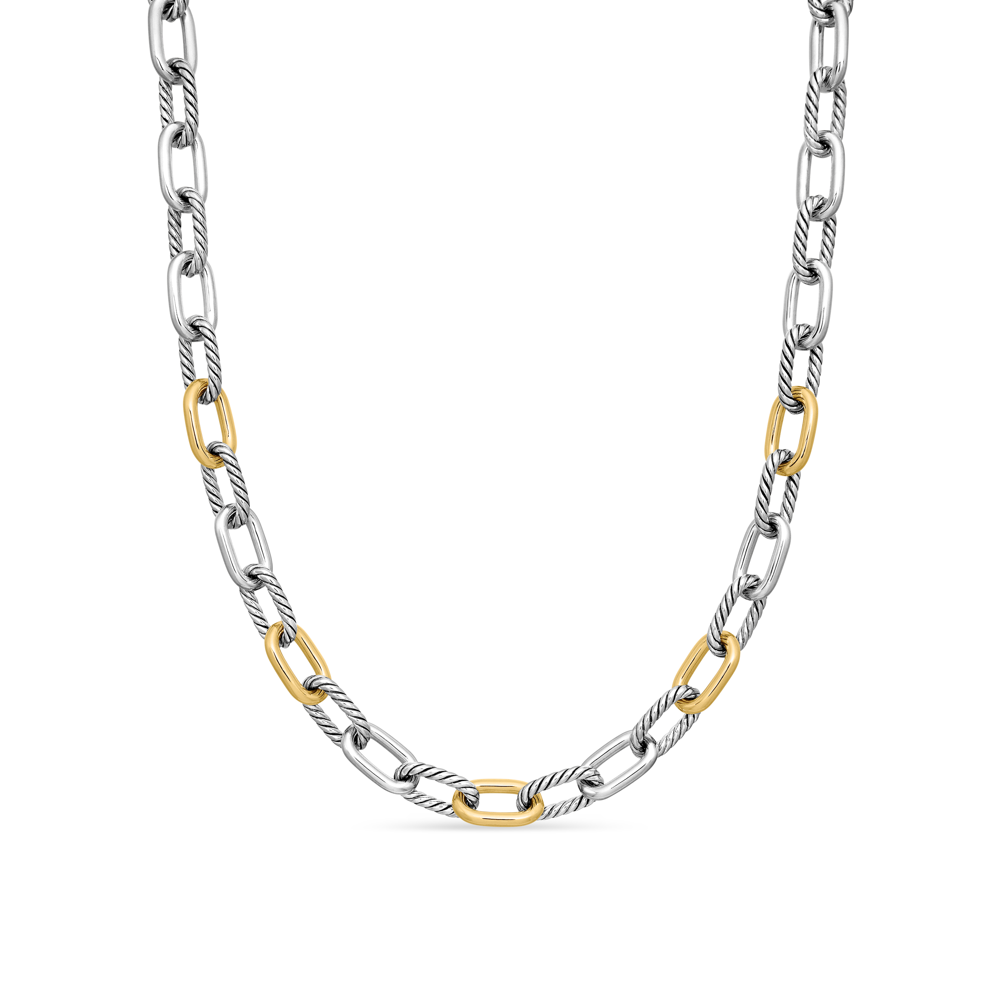 DY Madison® Chain Necklace in Sterling Silver with 18K Yellow Gold, 11mm