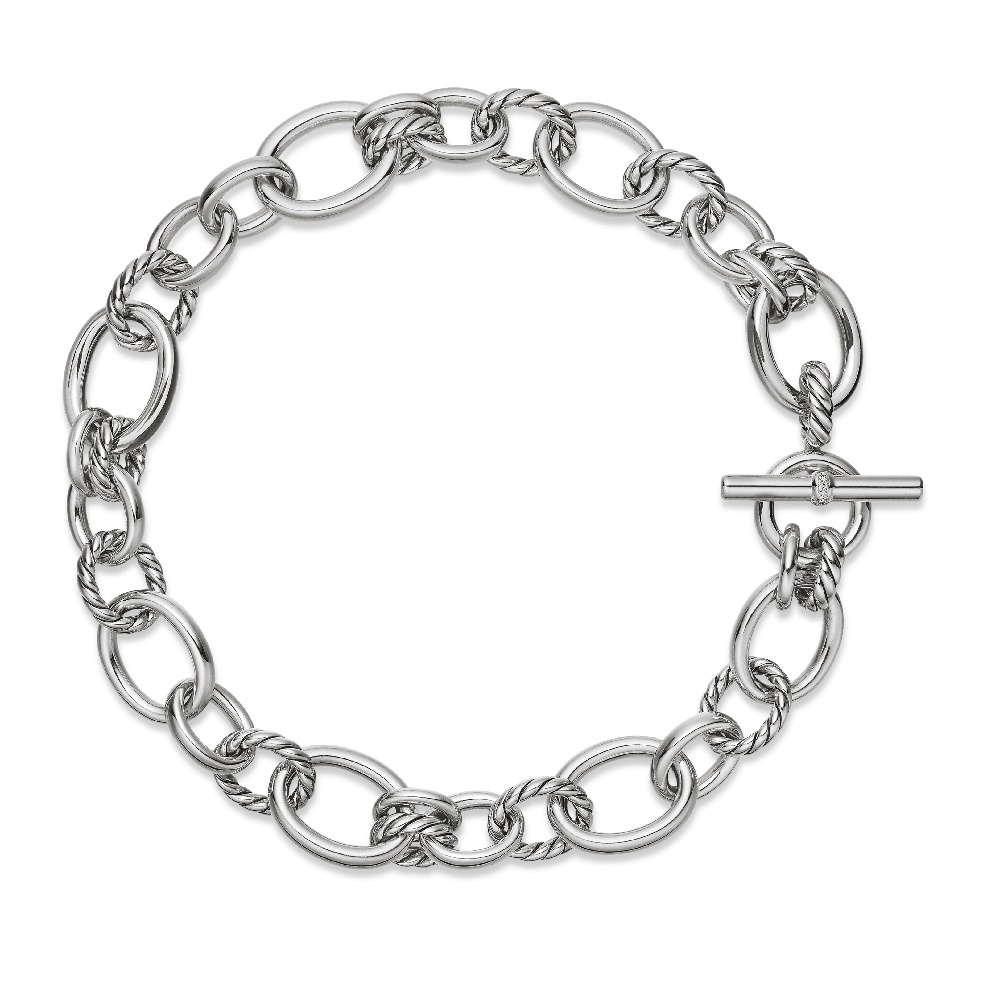 DY Mercer® Chain Necklace in Sterling Silver with Diamonds, 25mm