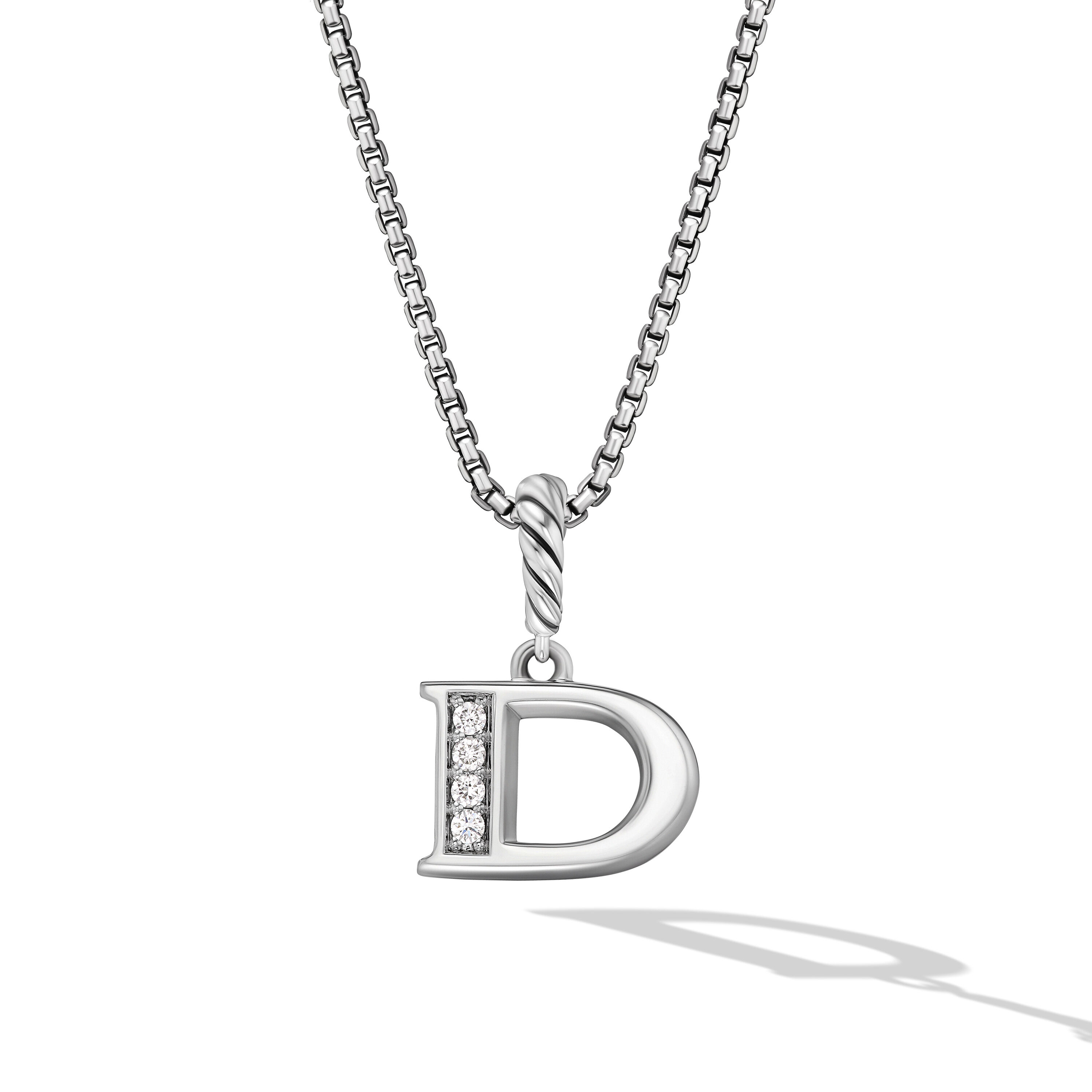 PavÃ© Initial Pendant Necklace in Sterling Silver with Diamond D