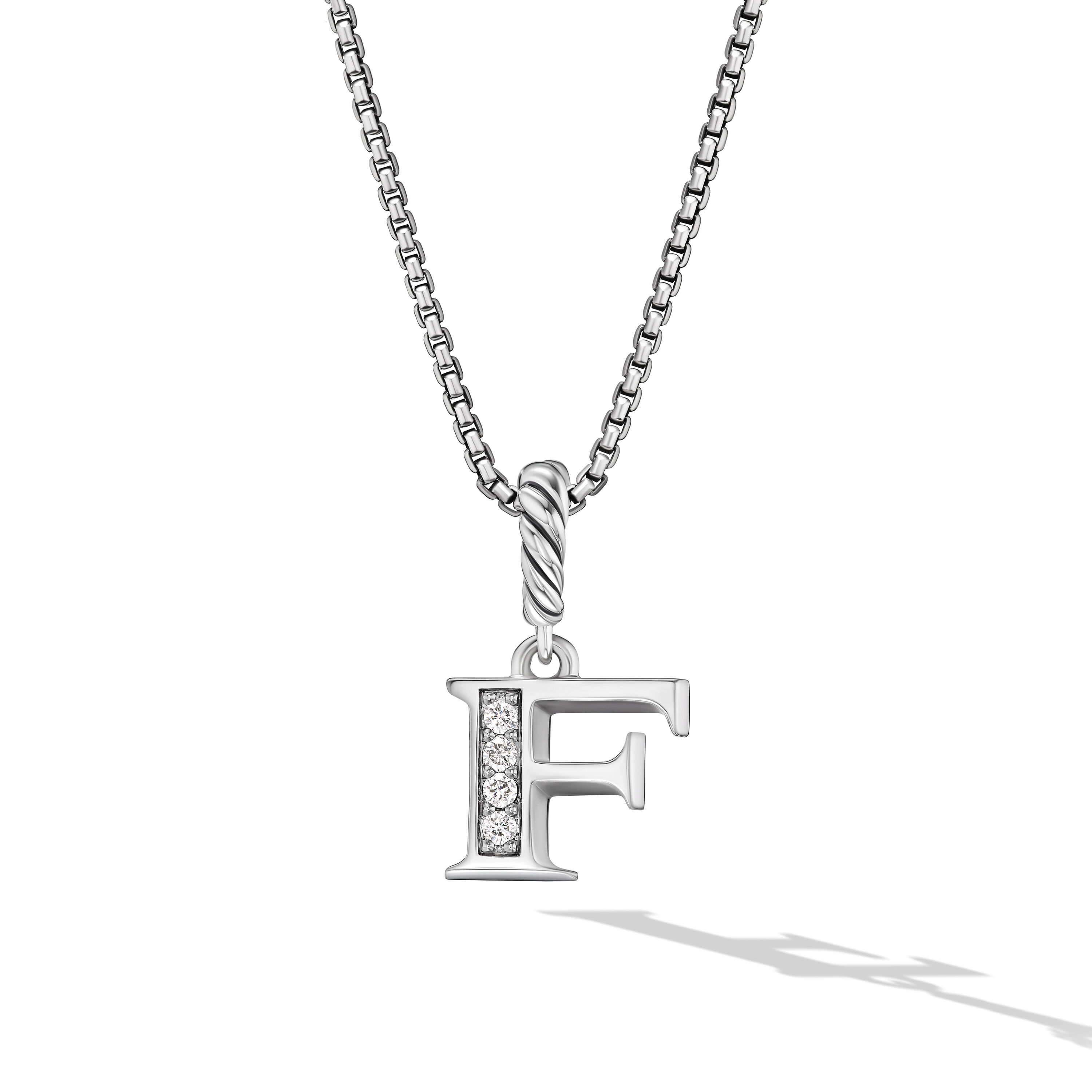 PavÃ© Initial Pendant Necklace in Sterling Silver with Diamond F