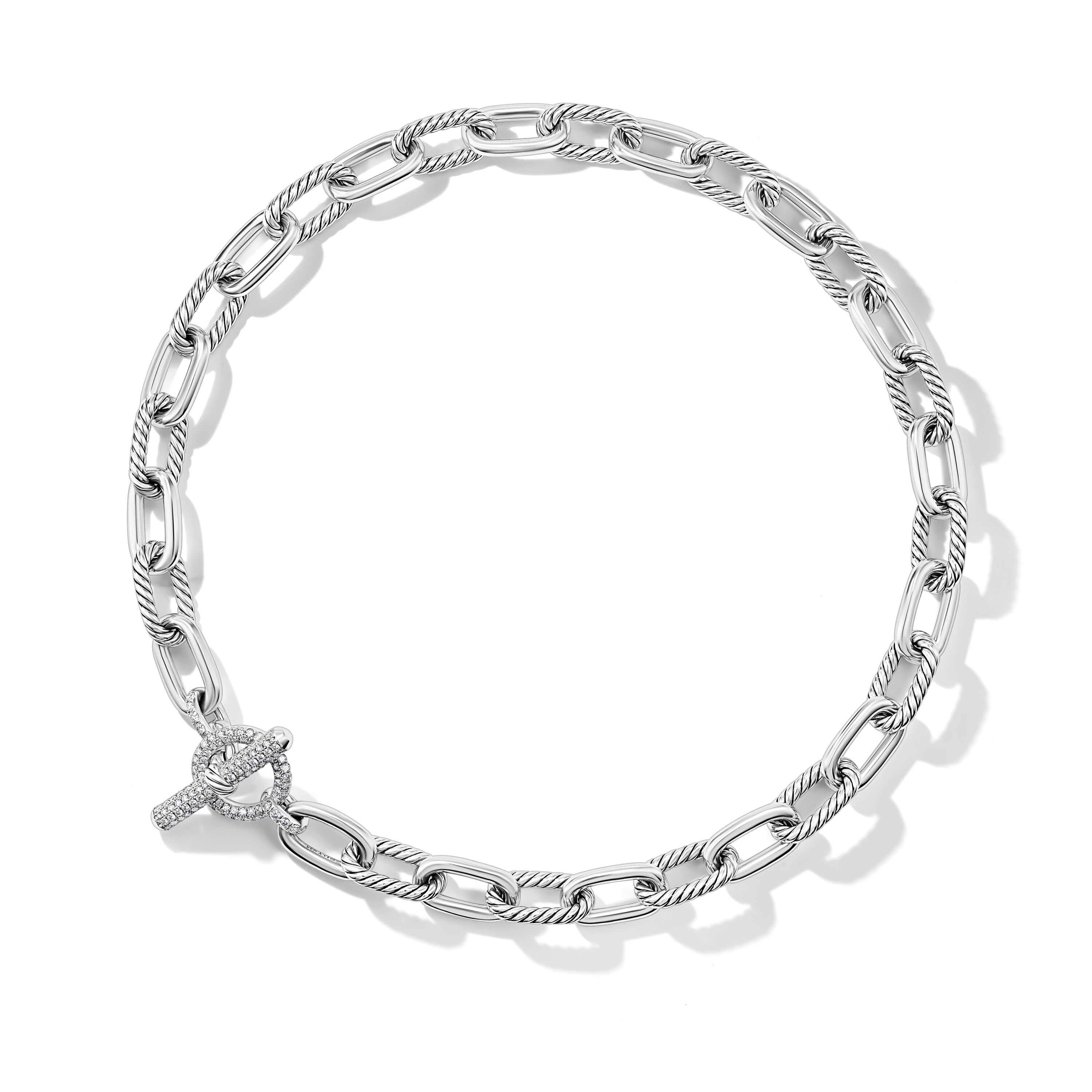 DY Madison® Toggle Chain Necklace in Sterling Silver with Diamonds 11mm
