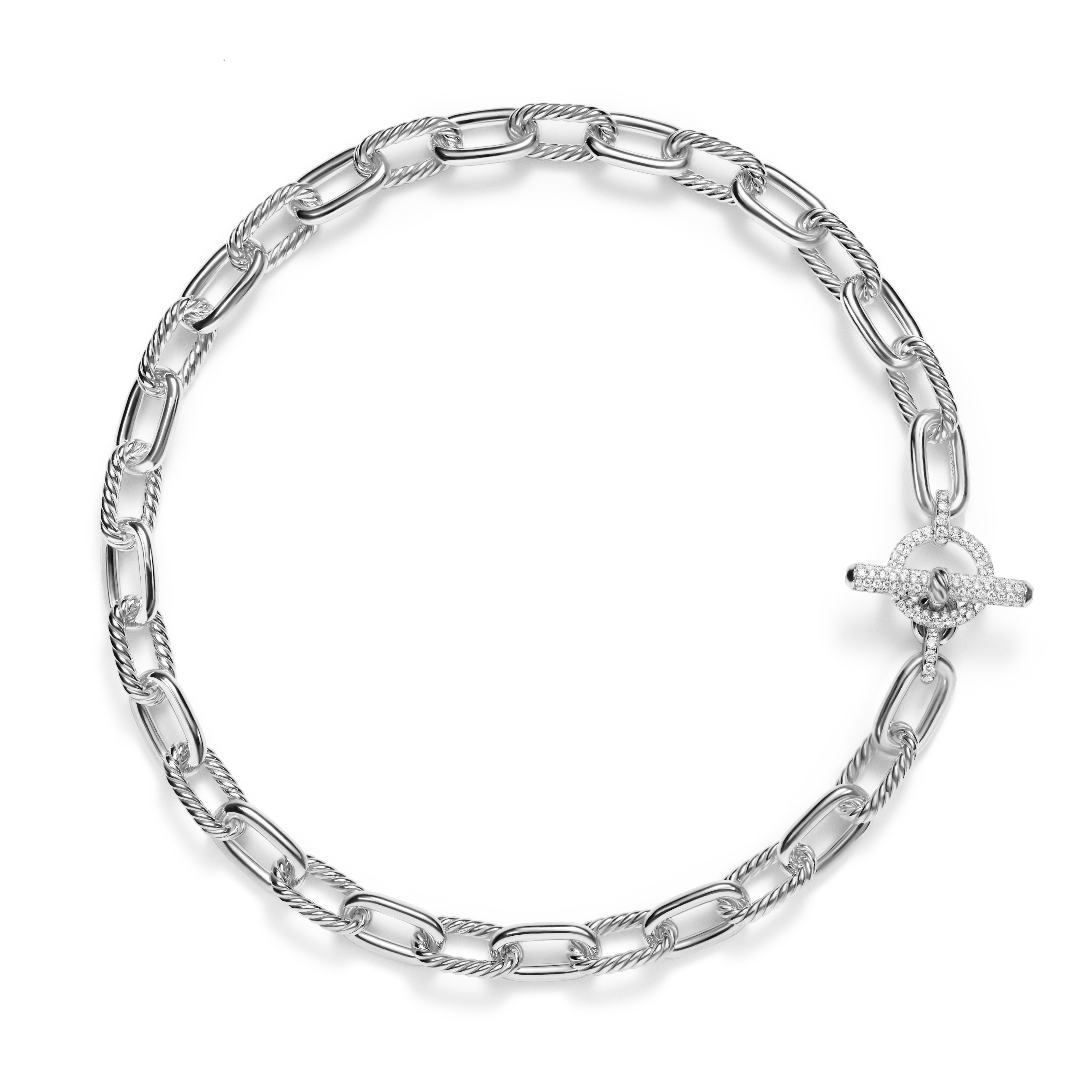 DY Madison® Toggle Chain Necklace in Sterling Silver with Diamonds 11mm