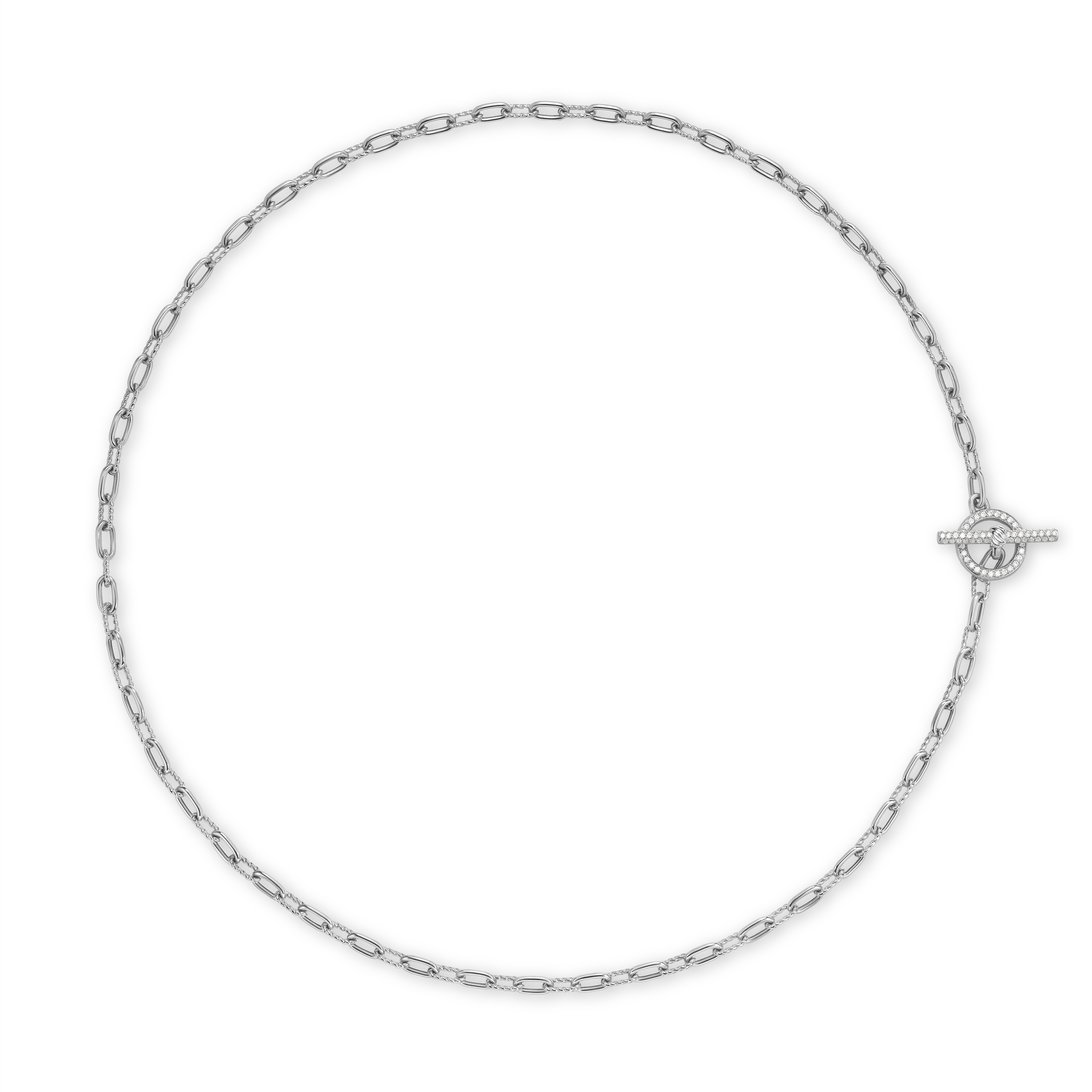 DY Madison® Pavé Diamond Toggle Chain Necklace in Sterling Silver