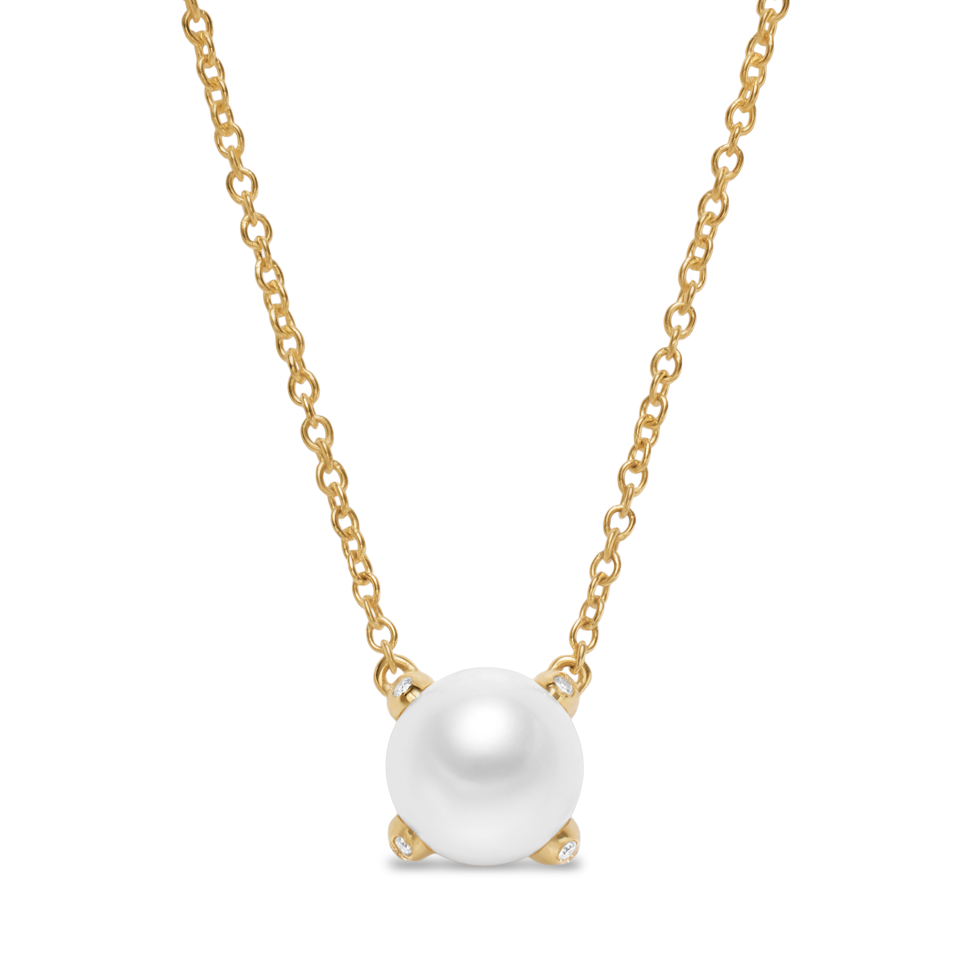 Pearl Classics Necklace in 18K Yellow Gold with Diamonds, 6.5mm