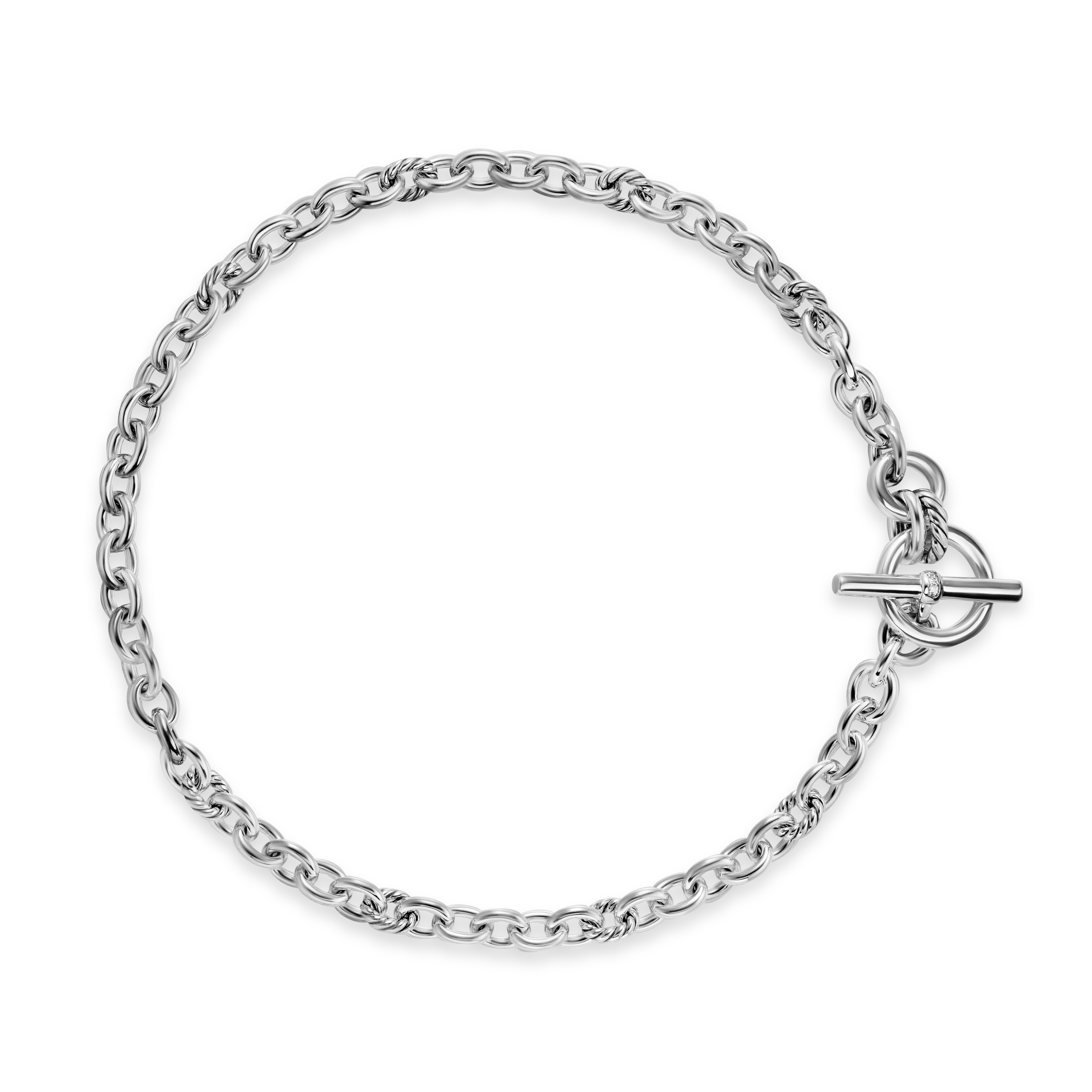 DY Mercer® Toggle Chain Necklace in Sterling Silver with Diamonds, 8mm