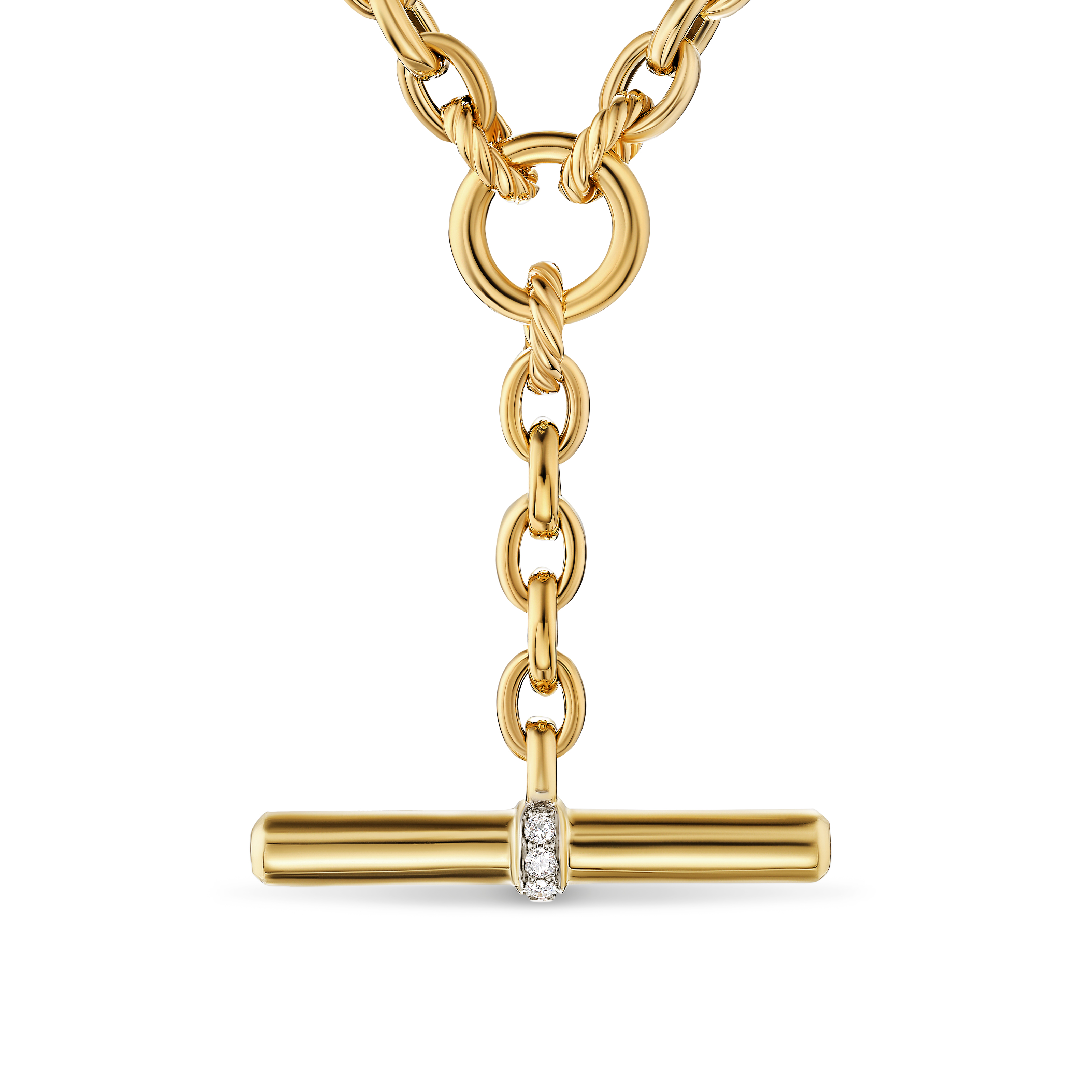 DY Mercer® Petite Toggle Chain Necklace in 18K Yellow Gold with Diamonds, 4.5mm