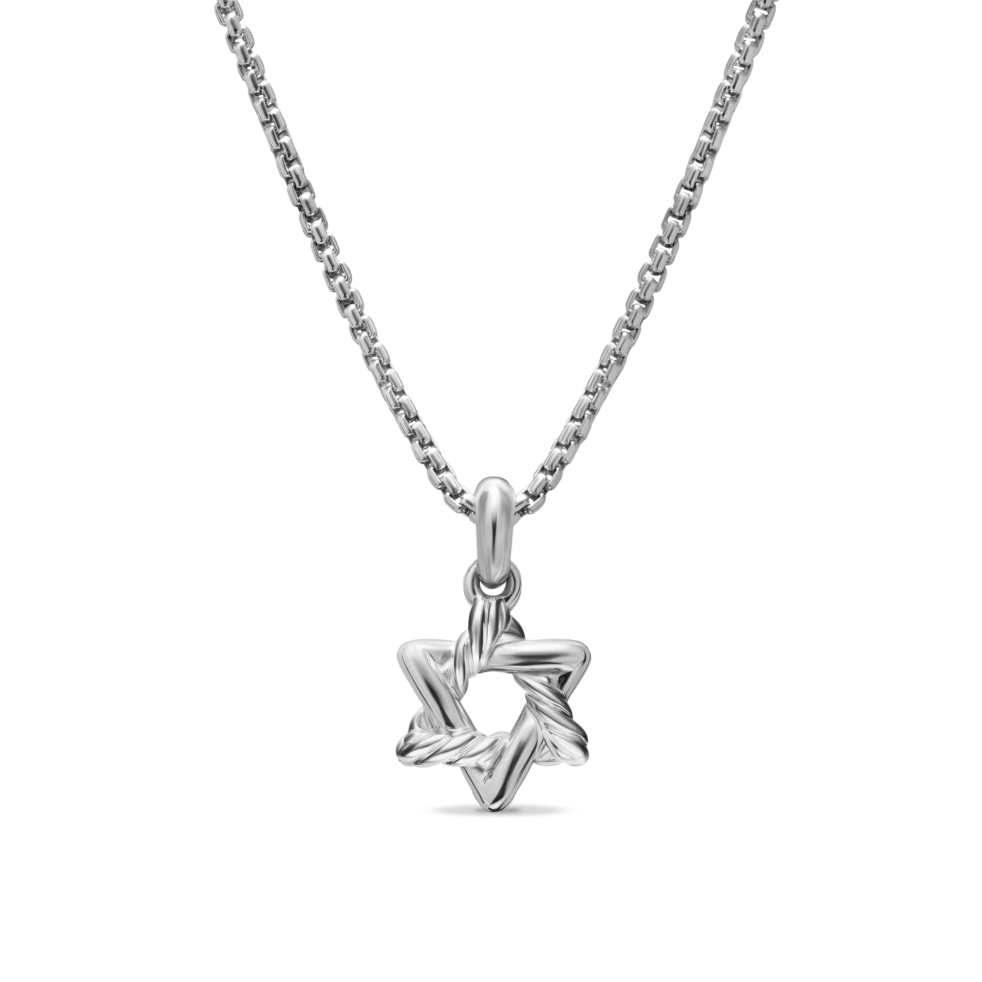 Star of David Pendant Necklace in Sterling Silver, 9.6mm