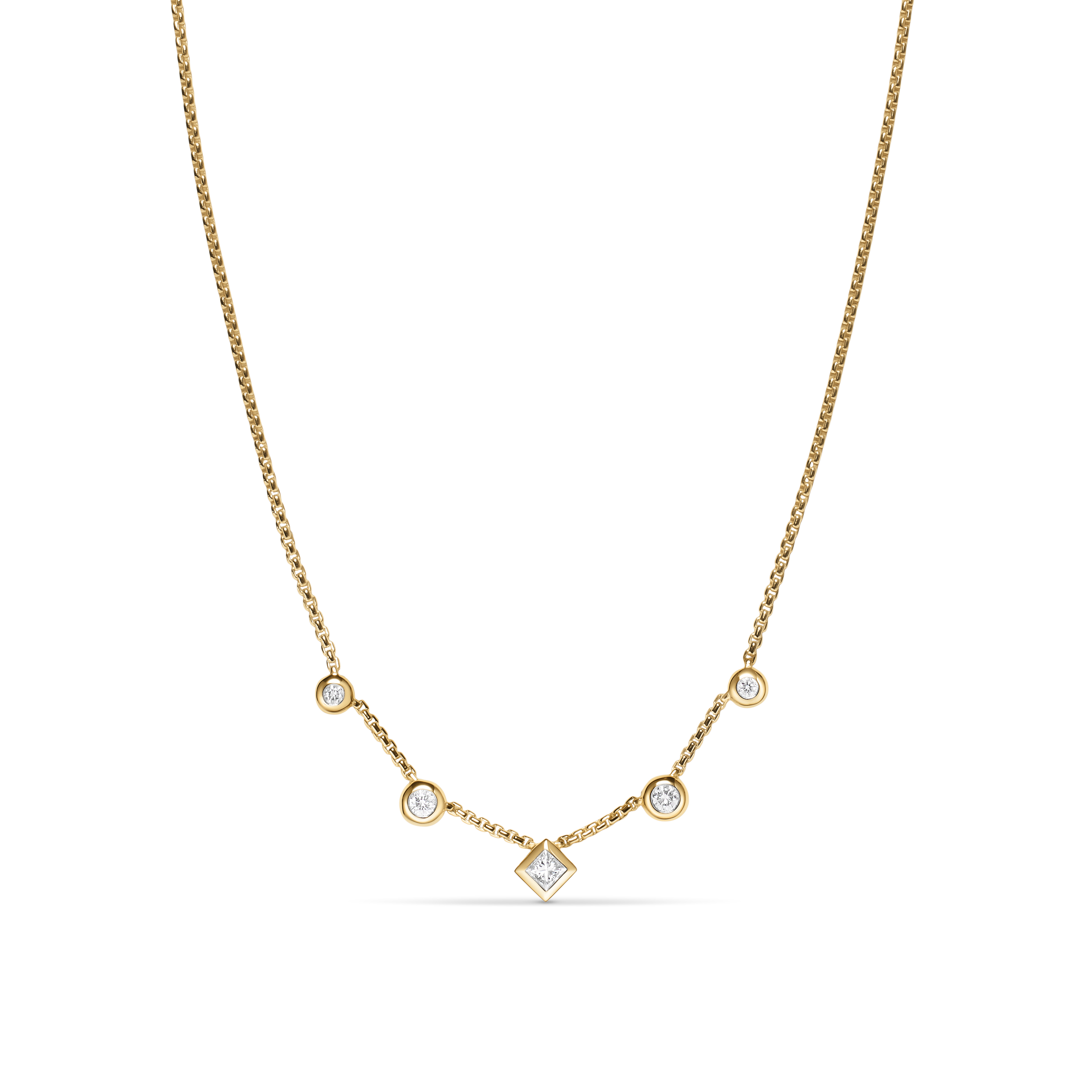 Petite Modern Renaissance® Station Chain Necklace in 18K Yellow Gold with Diamonds, 3.4mm