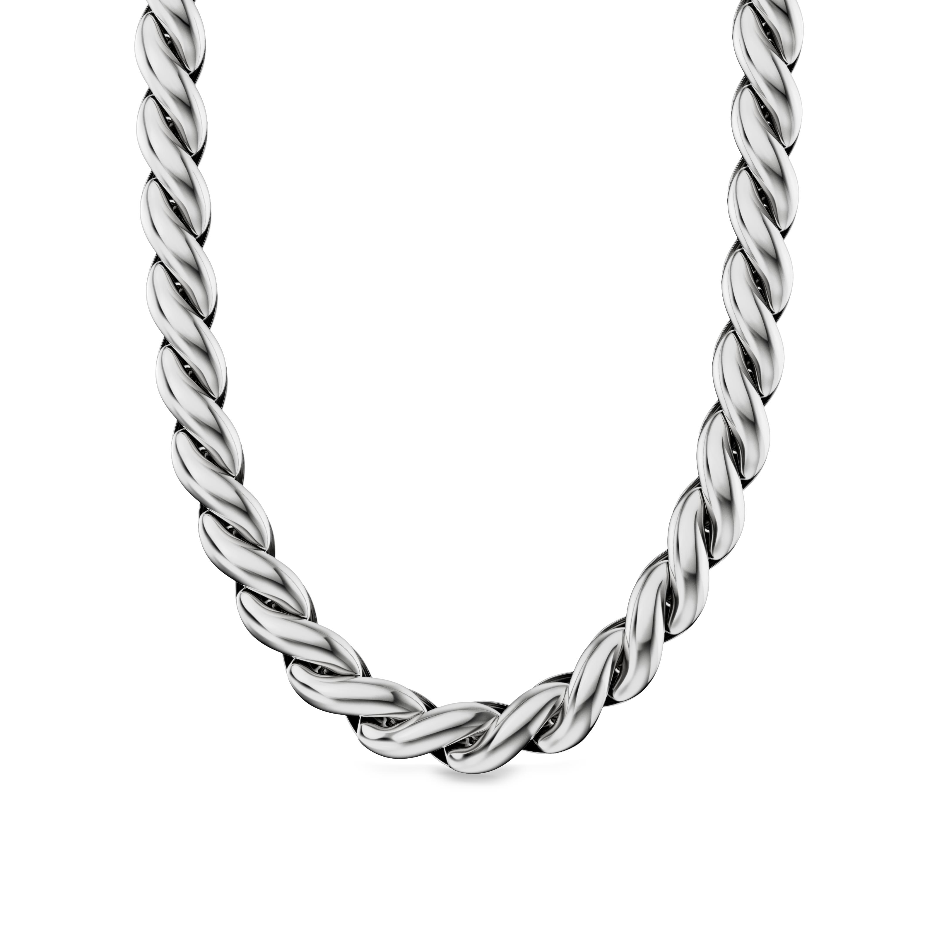 Sculpted Cable Chain Necklace in Sterling Silver, 10mm