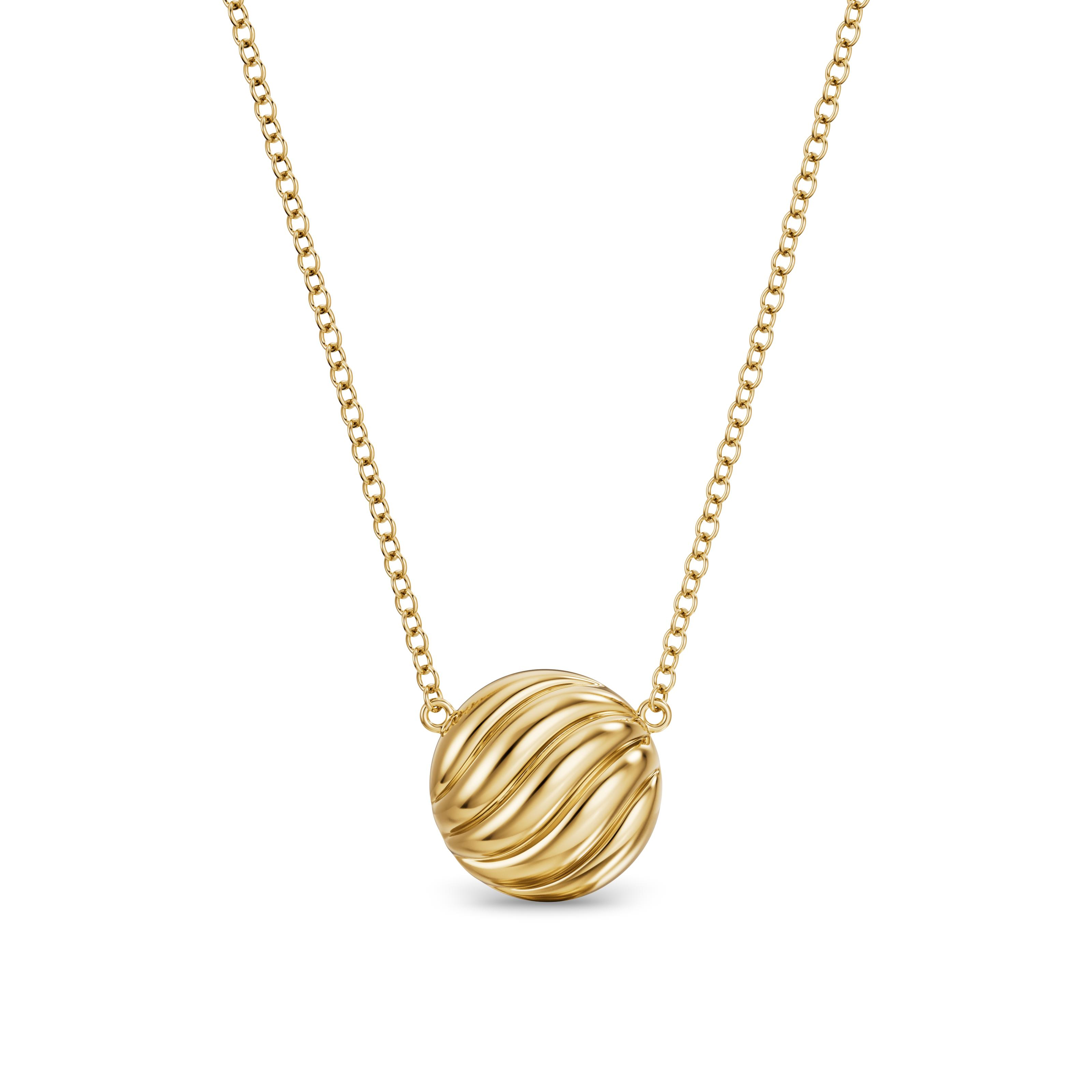 Sculpted Cable Pendant Necklace in 18K Yellow Gold, 10mm