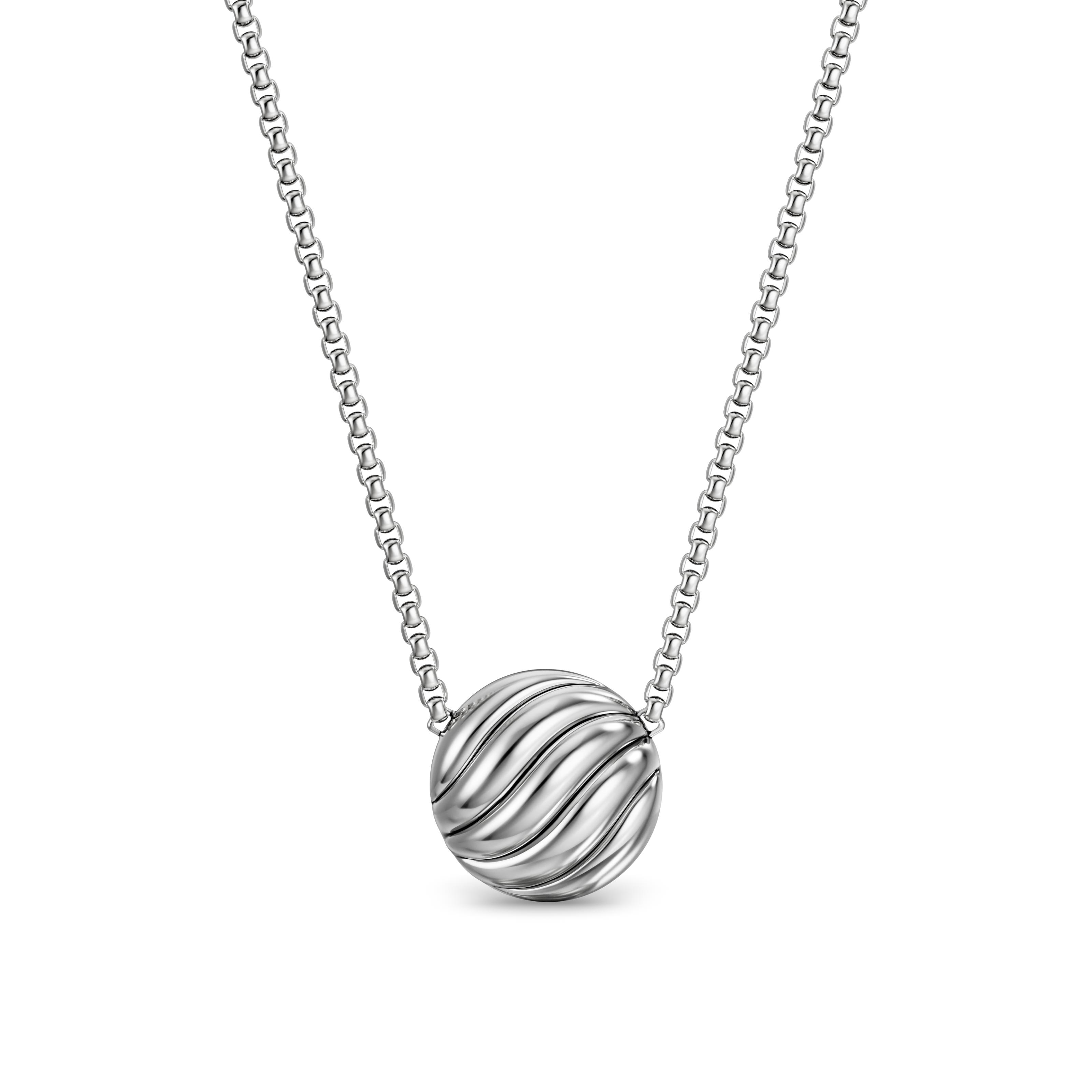 Sculpted Cable Pendant Necklace in Sterling Silver, 10mm