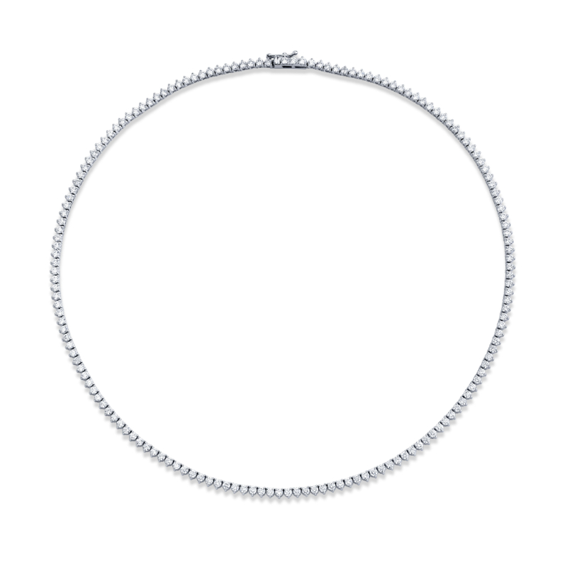 6.83 Carat Round Brilliant Diamonds 3-Prong Straight Line Necklace