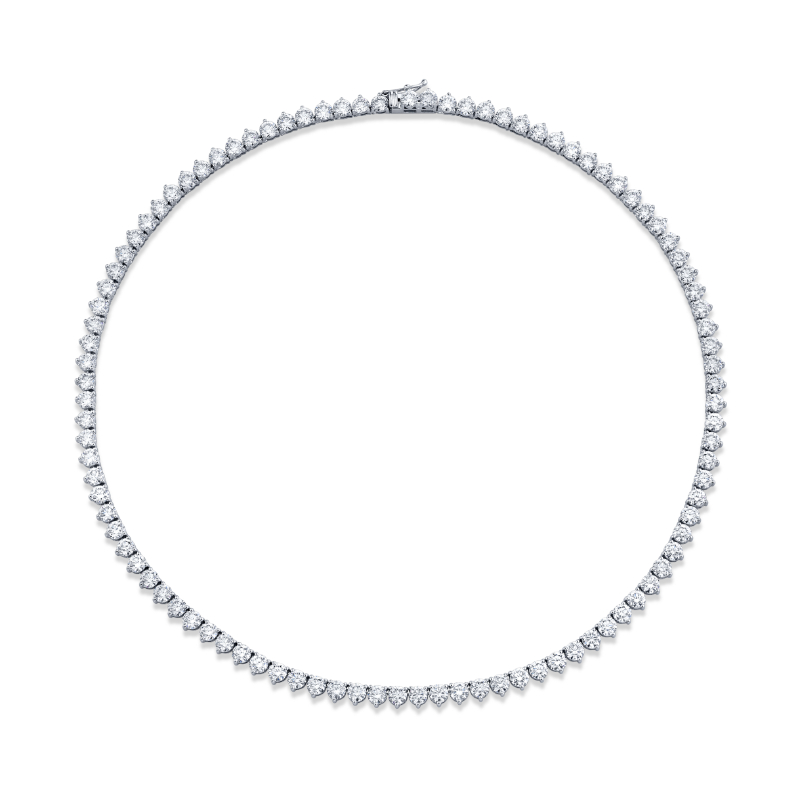 24.22 Carat 18k White Gold 3-Prong  Diamond Necklace