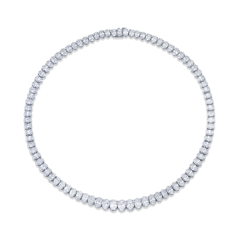 Graduated Oval Cut Riviera Necklace in Platinum