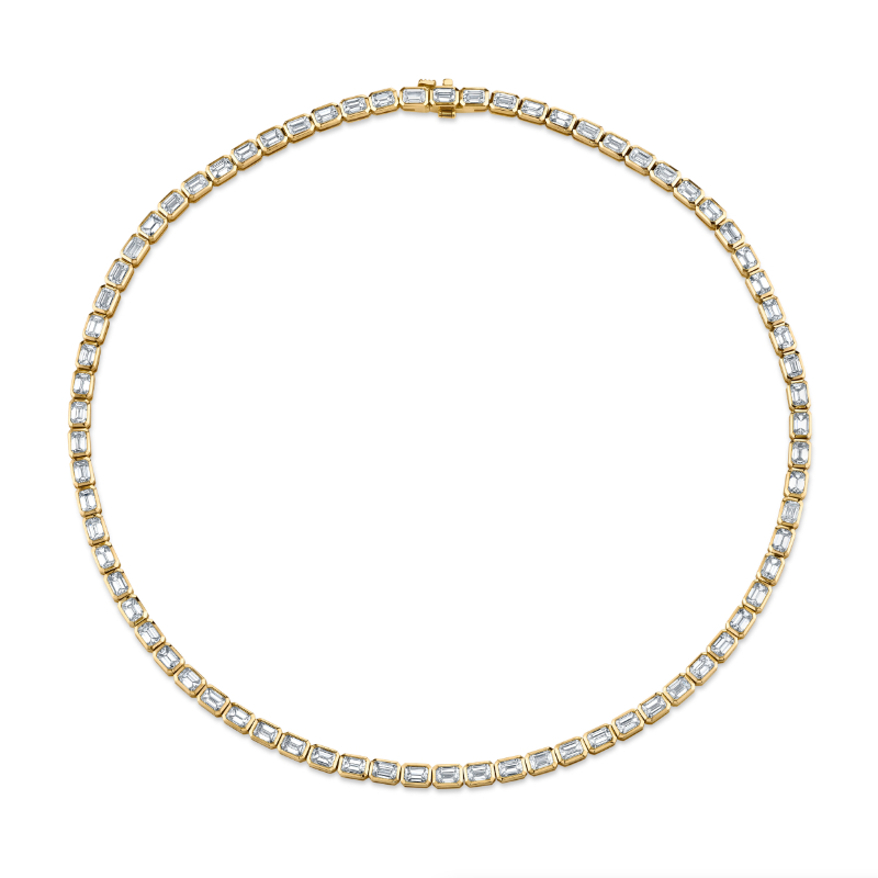 17.4 Carat Yellow Gold East-West Diamond Bezel-Set