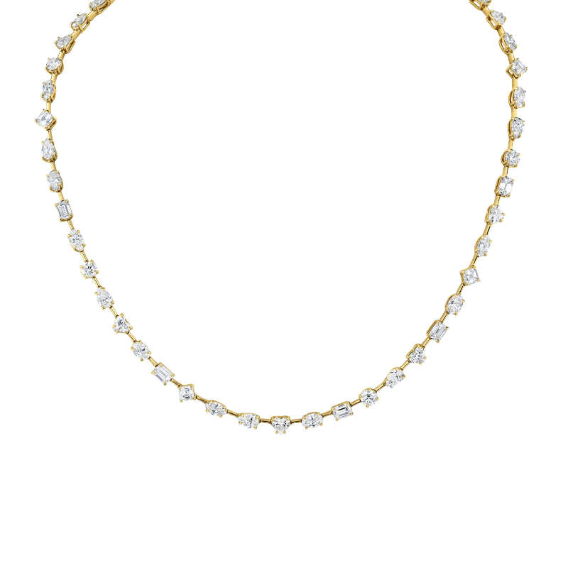 Fancy Shape Diamonds in 18k Yellow Gold Necklace