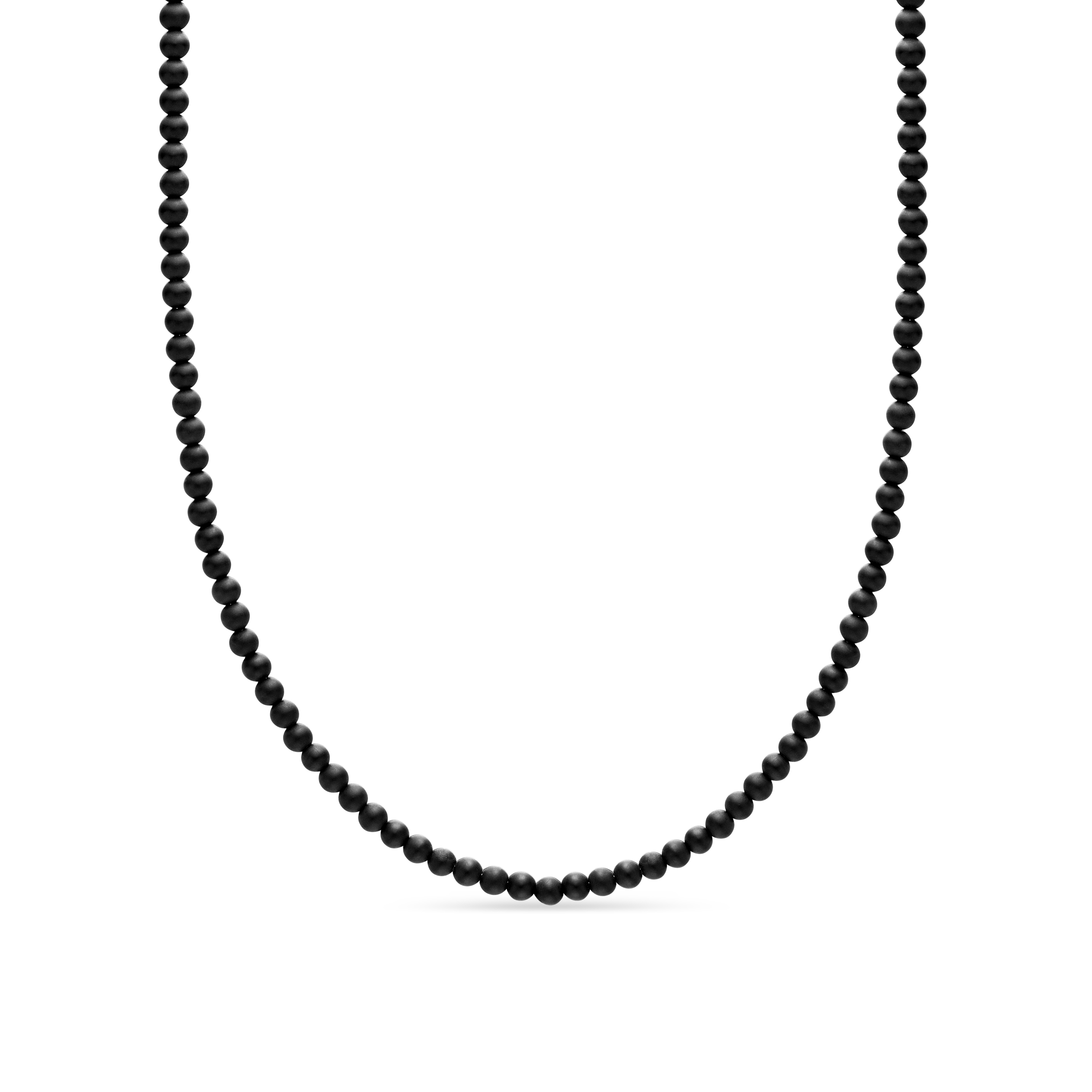 Spiritual Beads Necklace with Black Onyx and Sterling Silver, 4mm