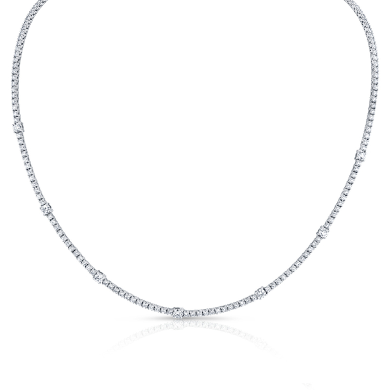 4.44 Carat Round Cut Diamond Necklace