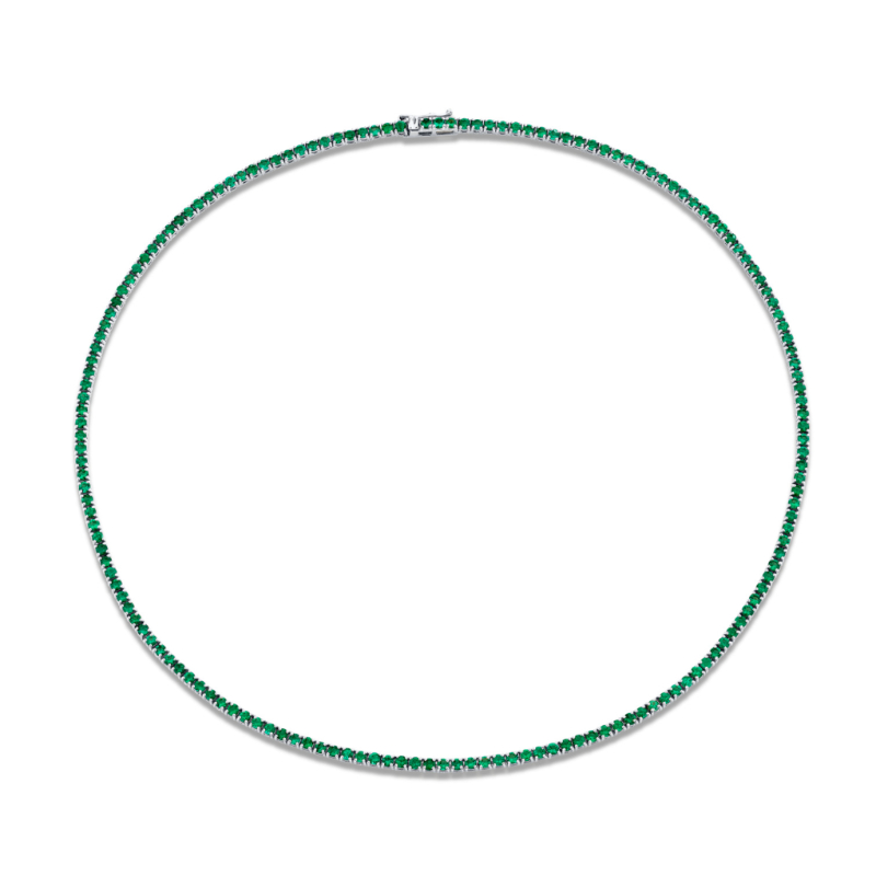 6.27 Carat 18k Yellow Gold Green Emerald Straight Line Necklace