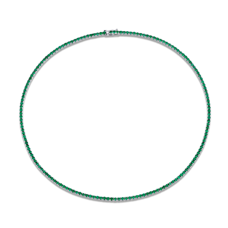 6.27 Carat 18k Yellow Gold Green Emerald Straight Line Necklace