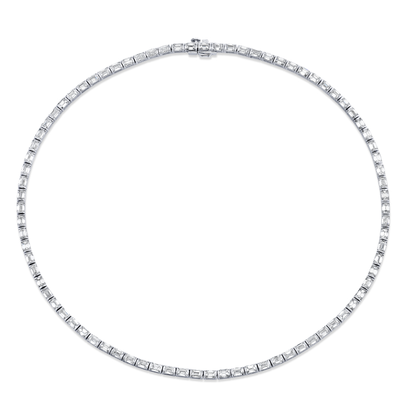 16.19 Carat 18k White Gold East West Necklace