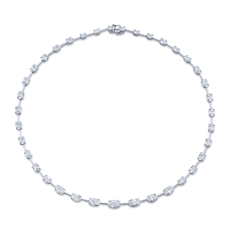 Graduated Oval Cut Diamond Necklace