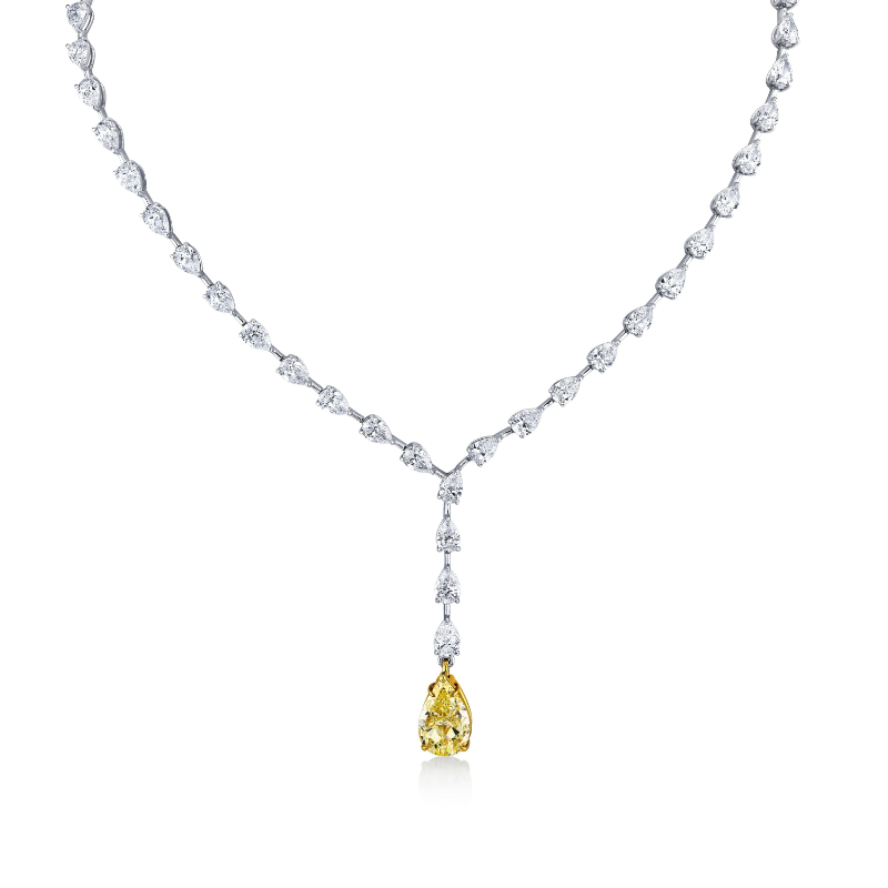 Pear Shape Diamond Lariat Necklace