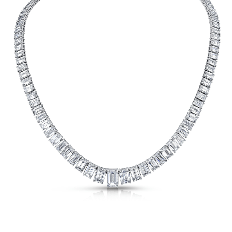 Emerald Cut Diamonds Graduated Riviera Necklace