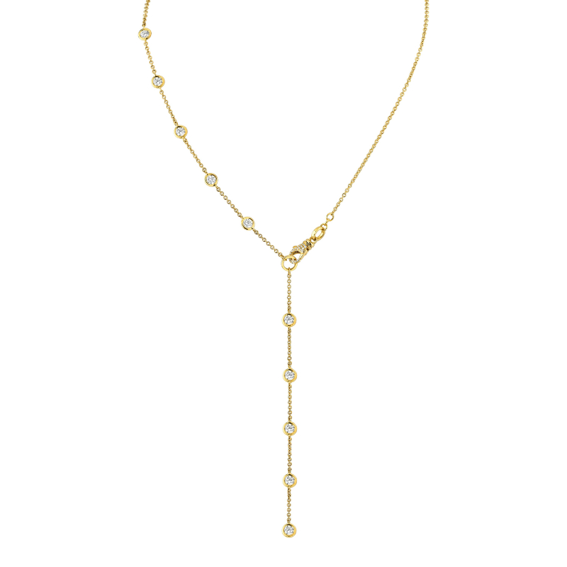 Diamond Lariat Necklace with Round Brilliants