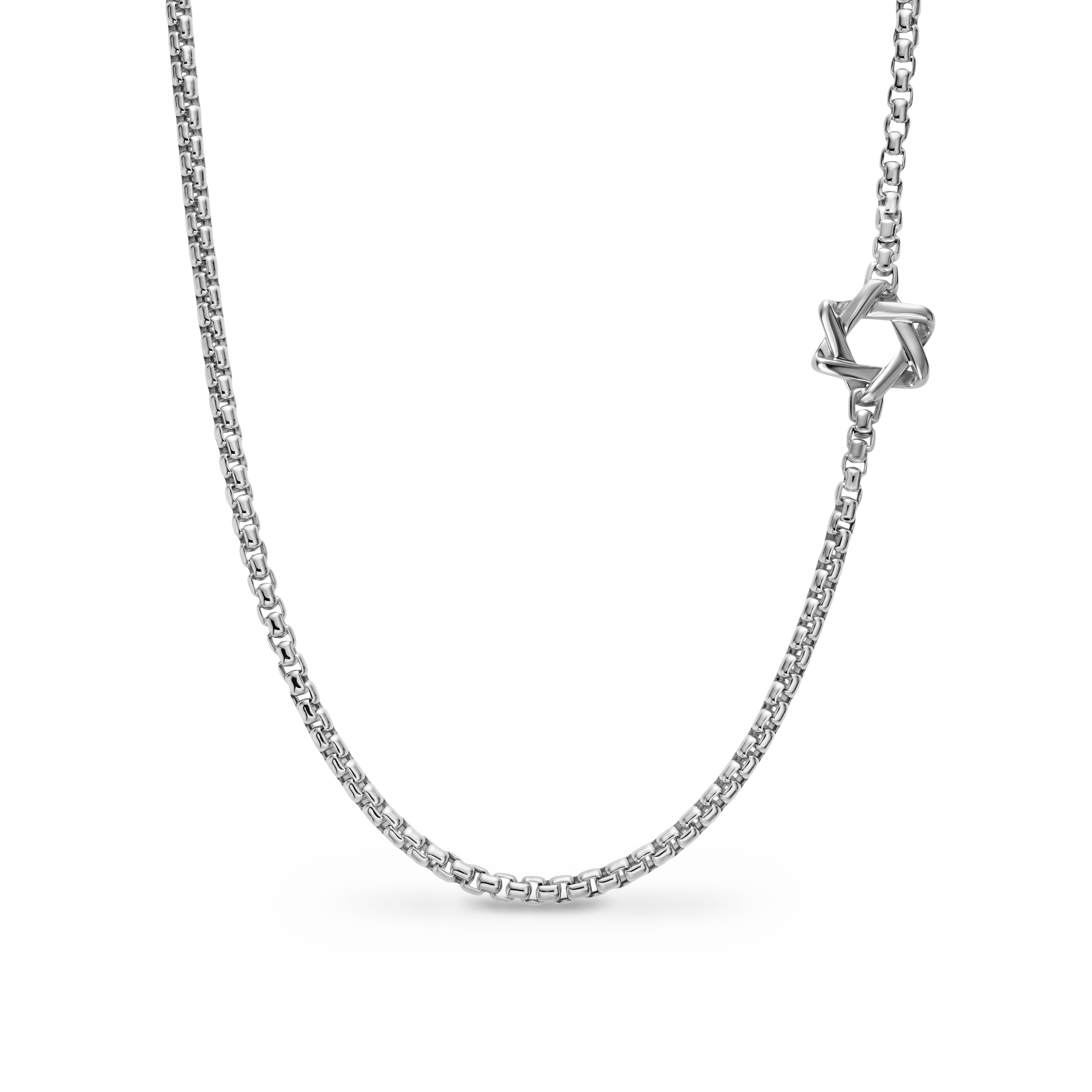 Star of David Station Necklace in Sterling Silver, 3.6mm