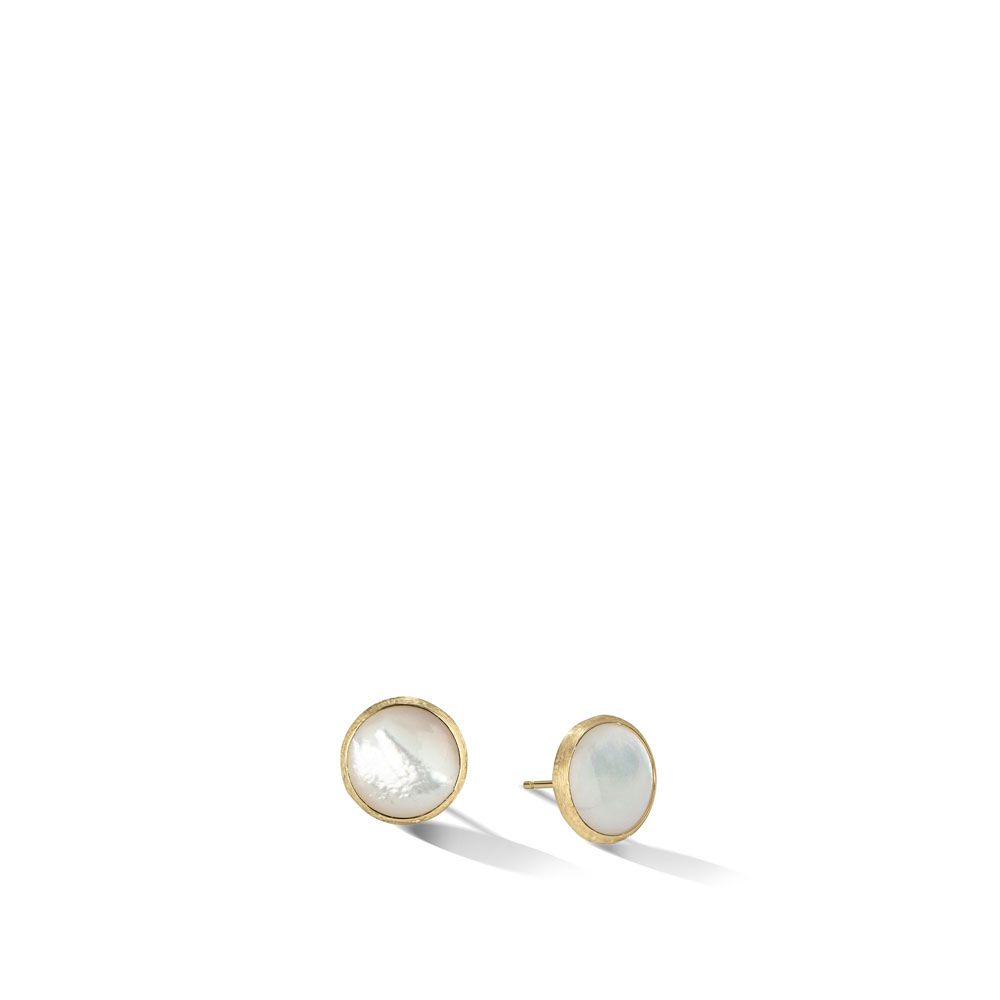 Jaipur Color Gold Large White Mother of Pearl Stud