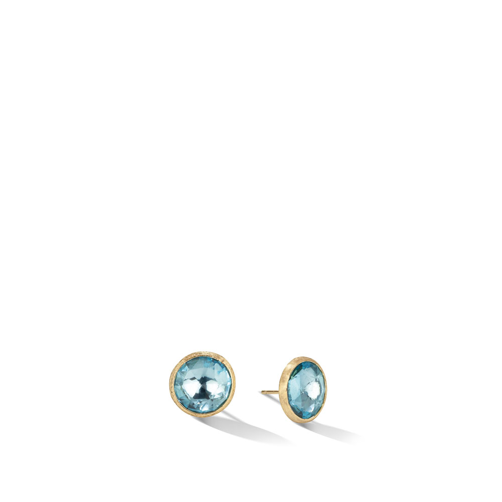Jaipur Color Gold Large Blue Topaz Stud